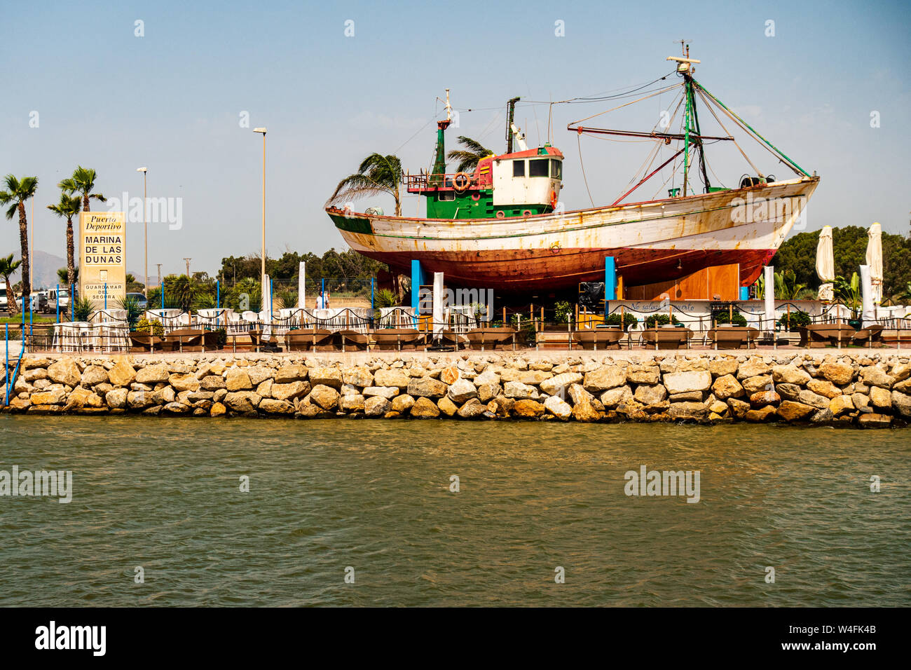 Fischerboot auf Display Stockfoto