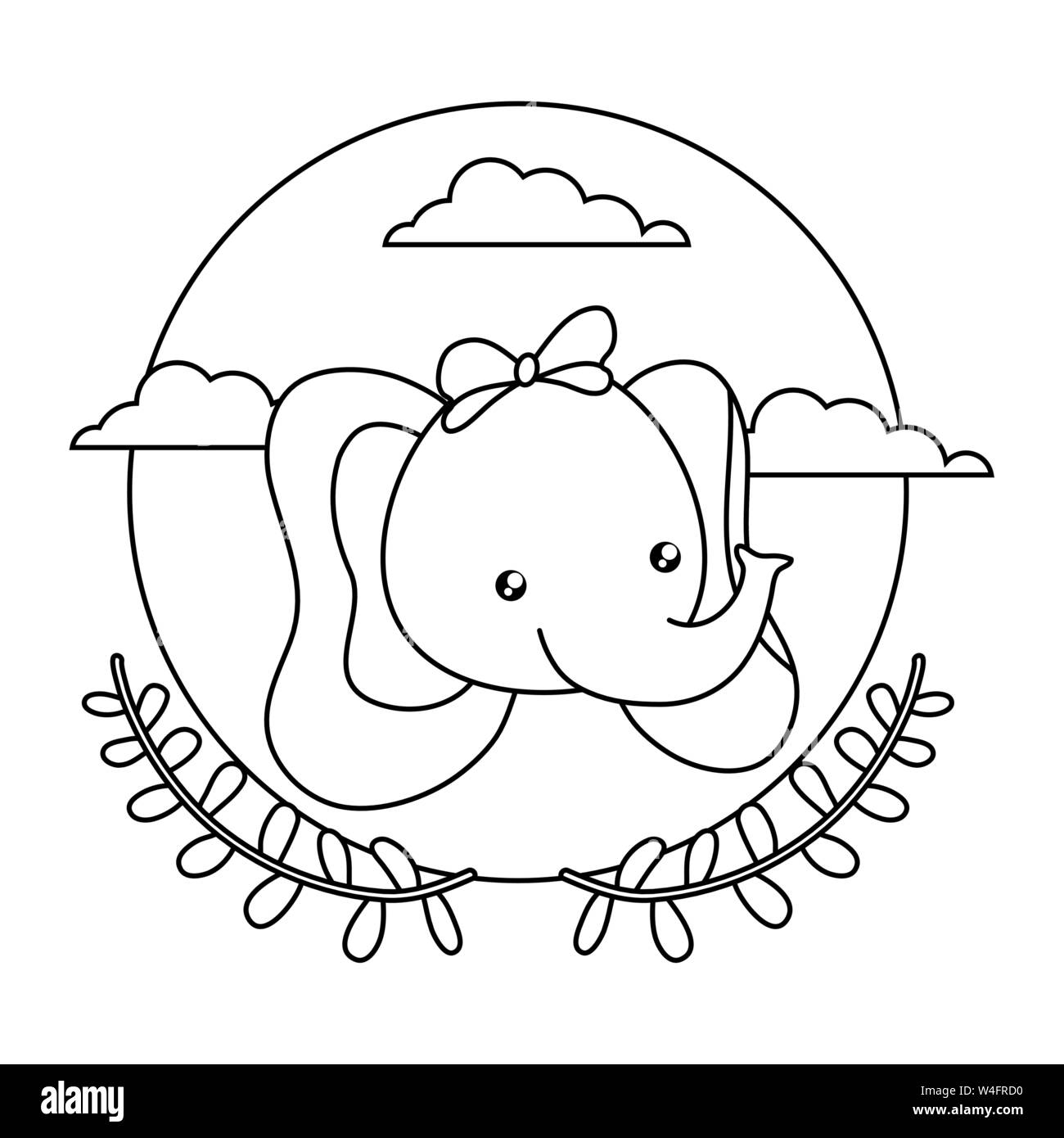 Leiter der niedlichen kleinen Elefanten Baby mit Krone treibt Vector Illustration Design Stock Vektor