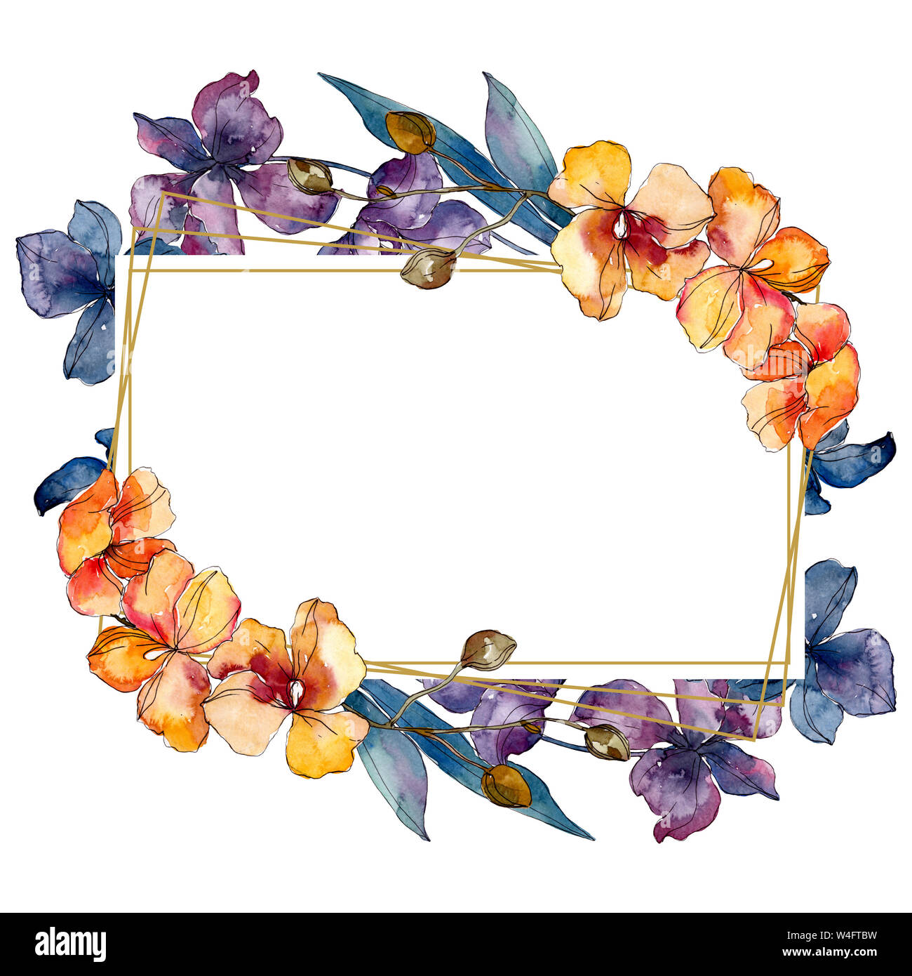 Orchidee Blumen botanischen Blumen. Wild Federblatt wildflower isoliert. Aquarell Hintergrund Abbildung. Aquarell Zeichnung mode Aquarelle. Stockfoto