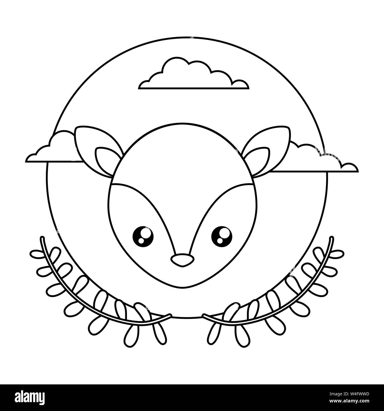 Leiter der niedlichen kleinen Rentier Baby mit Krone treibt Vector Illustration Design Stock Vektor