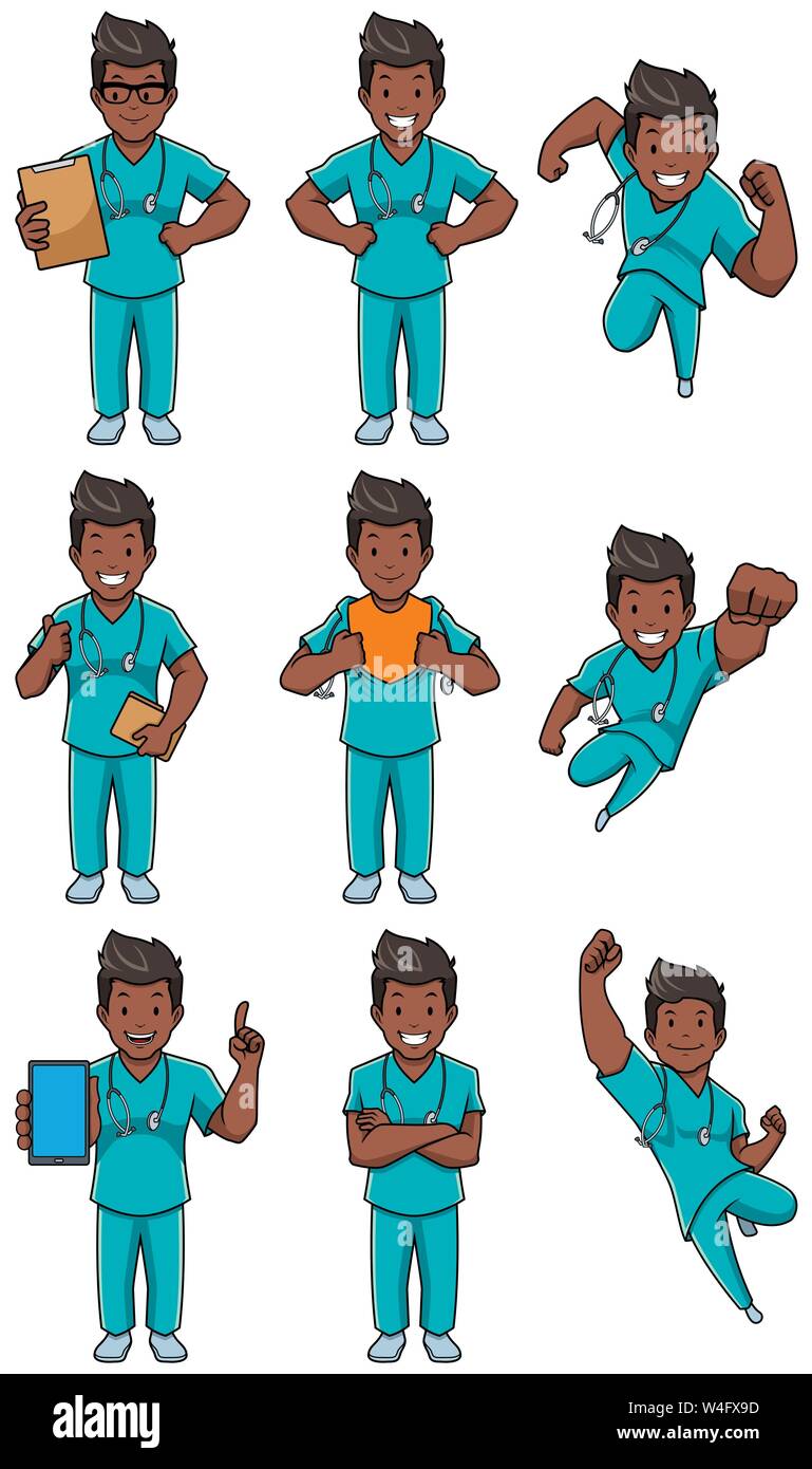 Krankenschwester indischen Männlichen eingestellt Stock Vektor