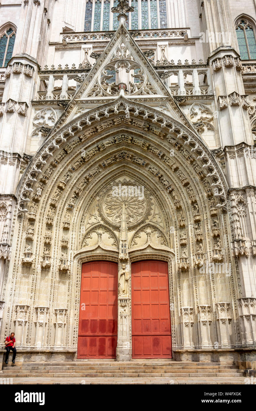 Portal der Kathedrale Saint-Pierre von Nantes. Pas-de-Calais. Pays de la Loire. Frankreich Stockfoto