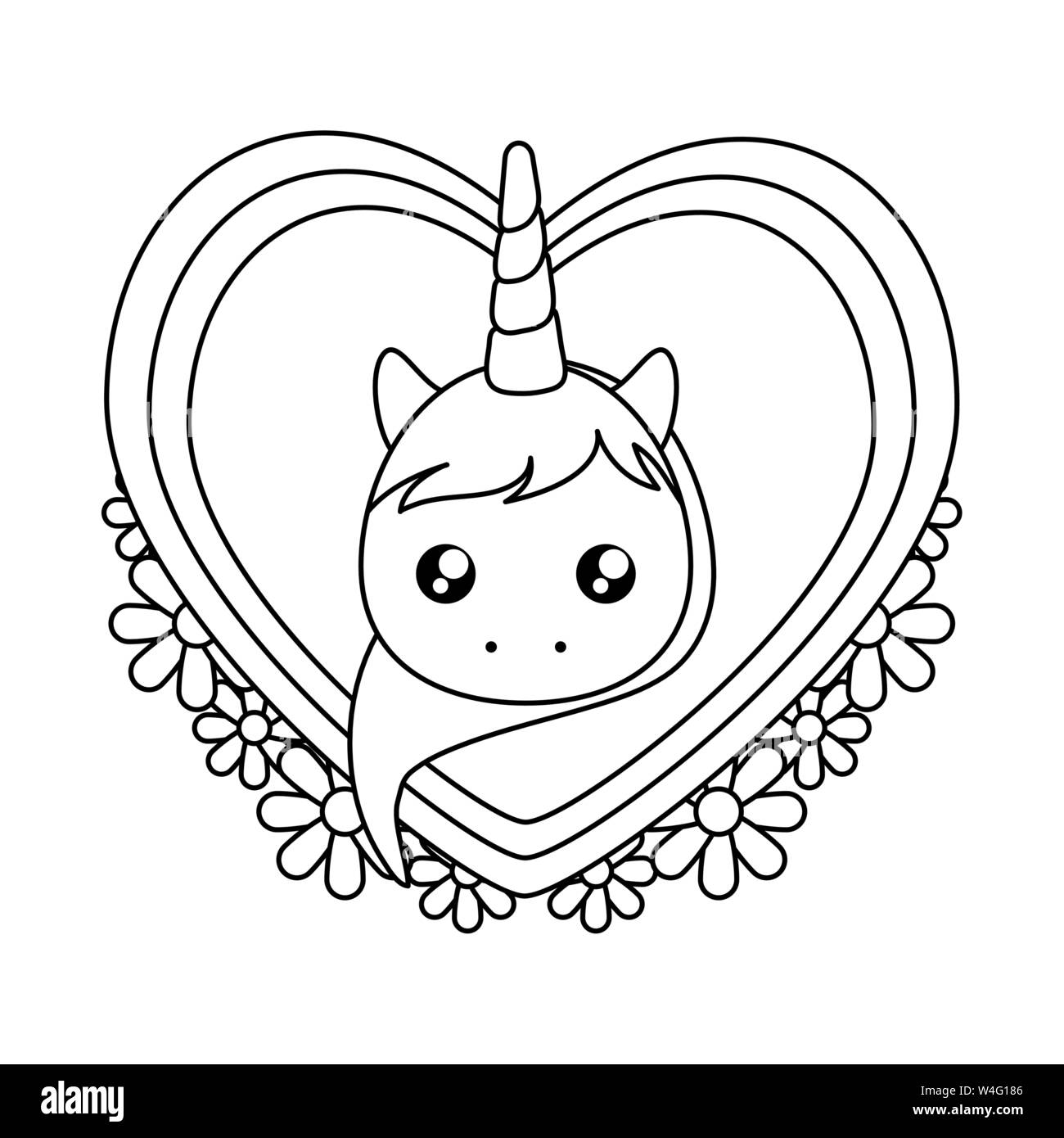 Leiter Der Niedlichen Kleinen Einhorn Baby Im Herzen Vector Illustration Design Stock Vektorgrafik Alamy