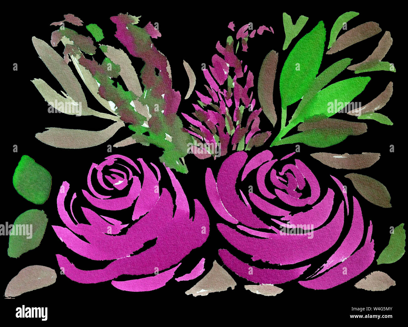 Aquarell Rose Blumenmuster, zarte Blumen, rosa Rosen Blumen Stockfoto