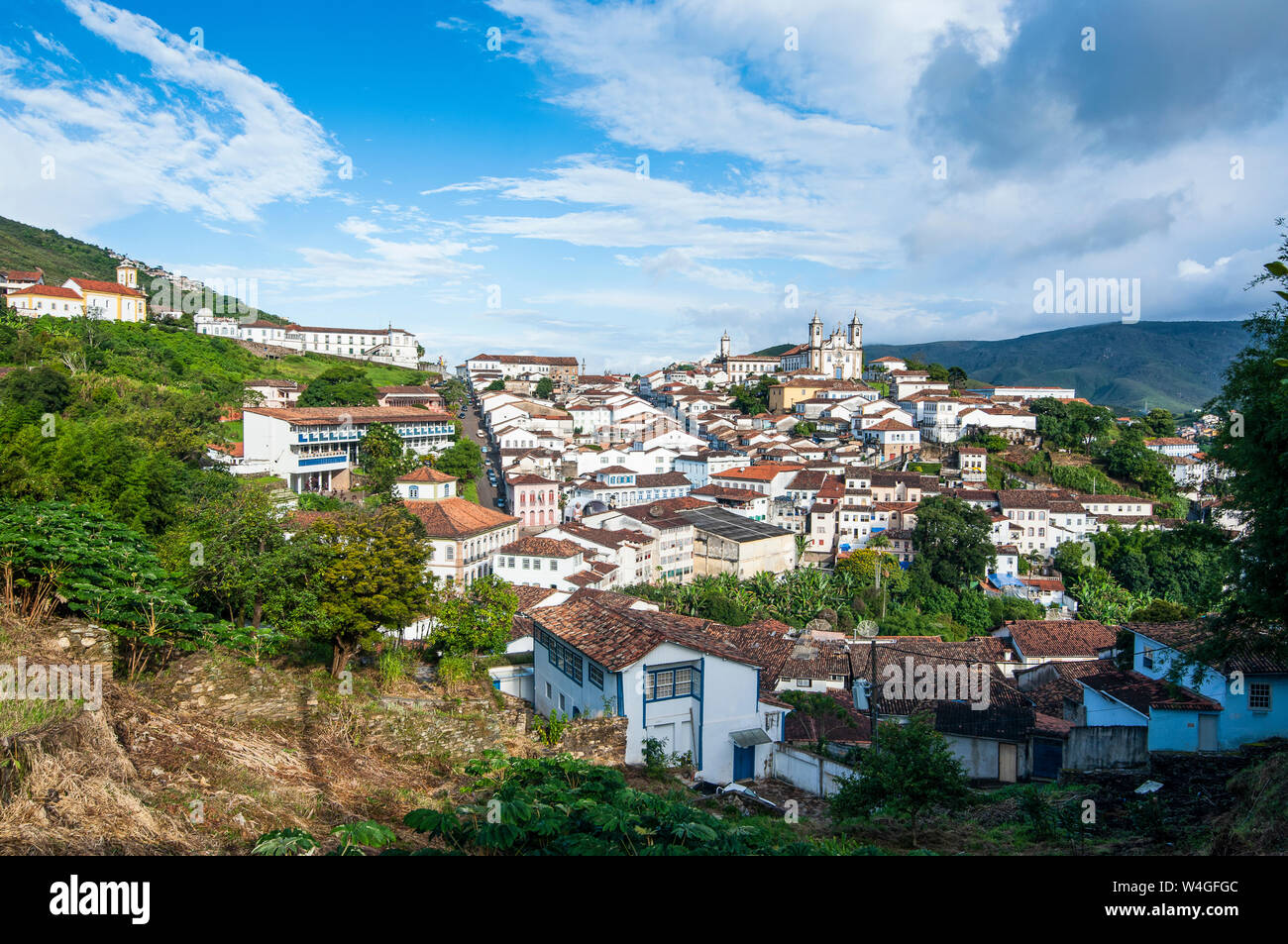 Ansicht der Kolonialstadt Ouro Preto, Minas Gerais, Brasilien Stockfoto