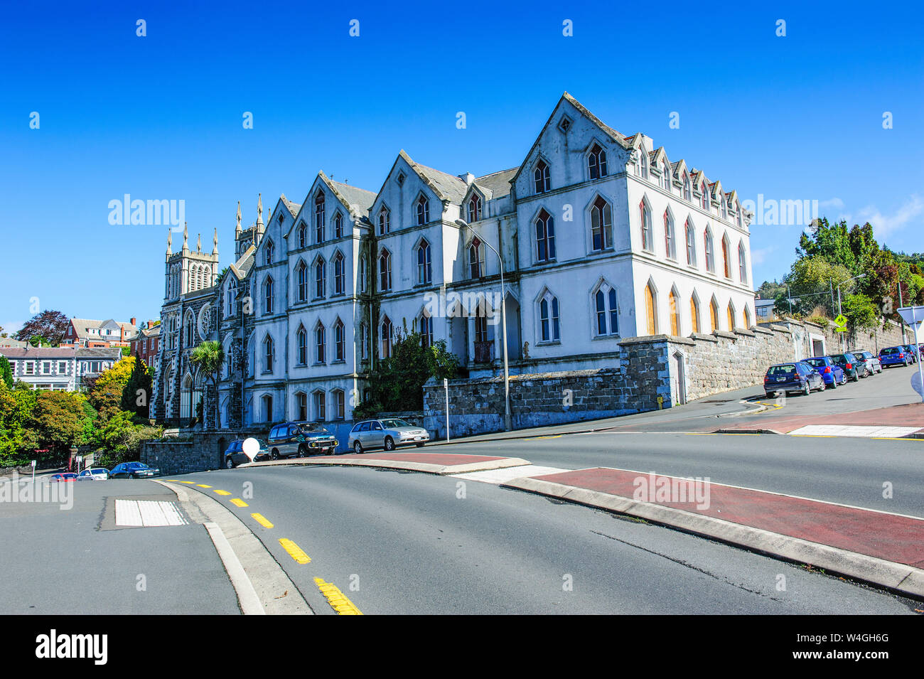 Häuser im viktorianischen Stil, Dunedin, Südinsel, Neuseeland Stockfoto
