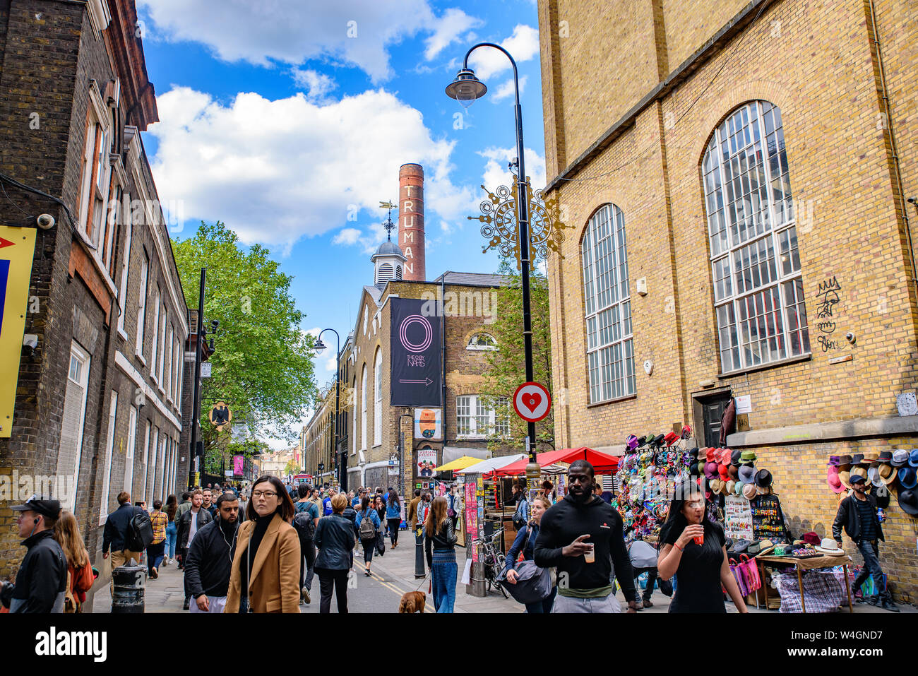 Brick Lane Markt am Sonntag in London, Vereinigtes Königreich Stockfoto