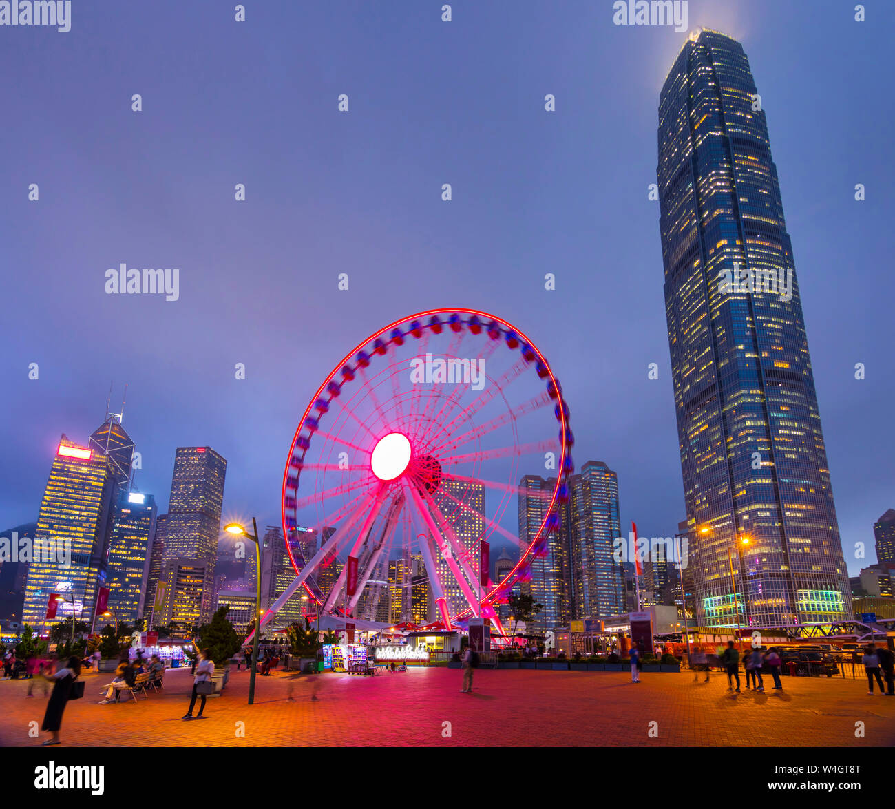 Hong Kong Central Riesenrad bei Nacht, Hongkong, China Stockfoto