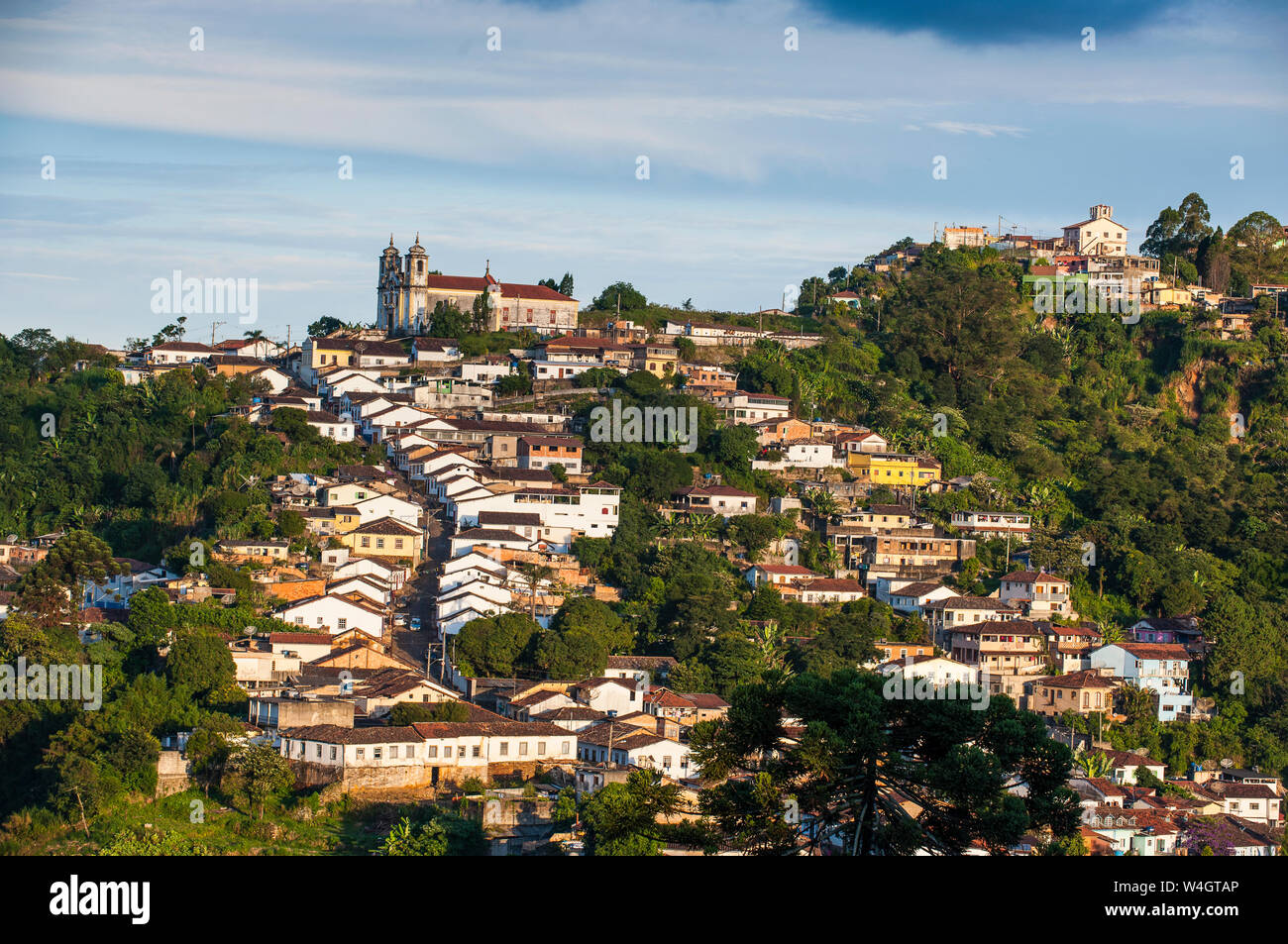 Ansicht der Kolonialstadt Ouro Preto, Minas Gerais, Brasilien Stockfoto