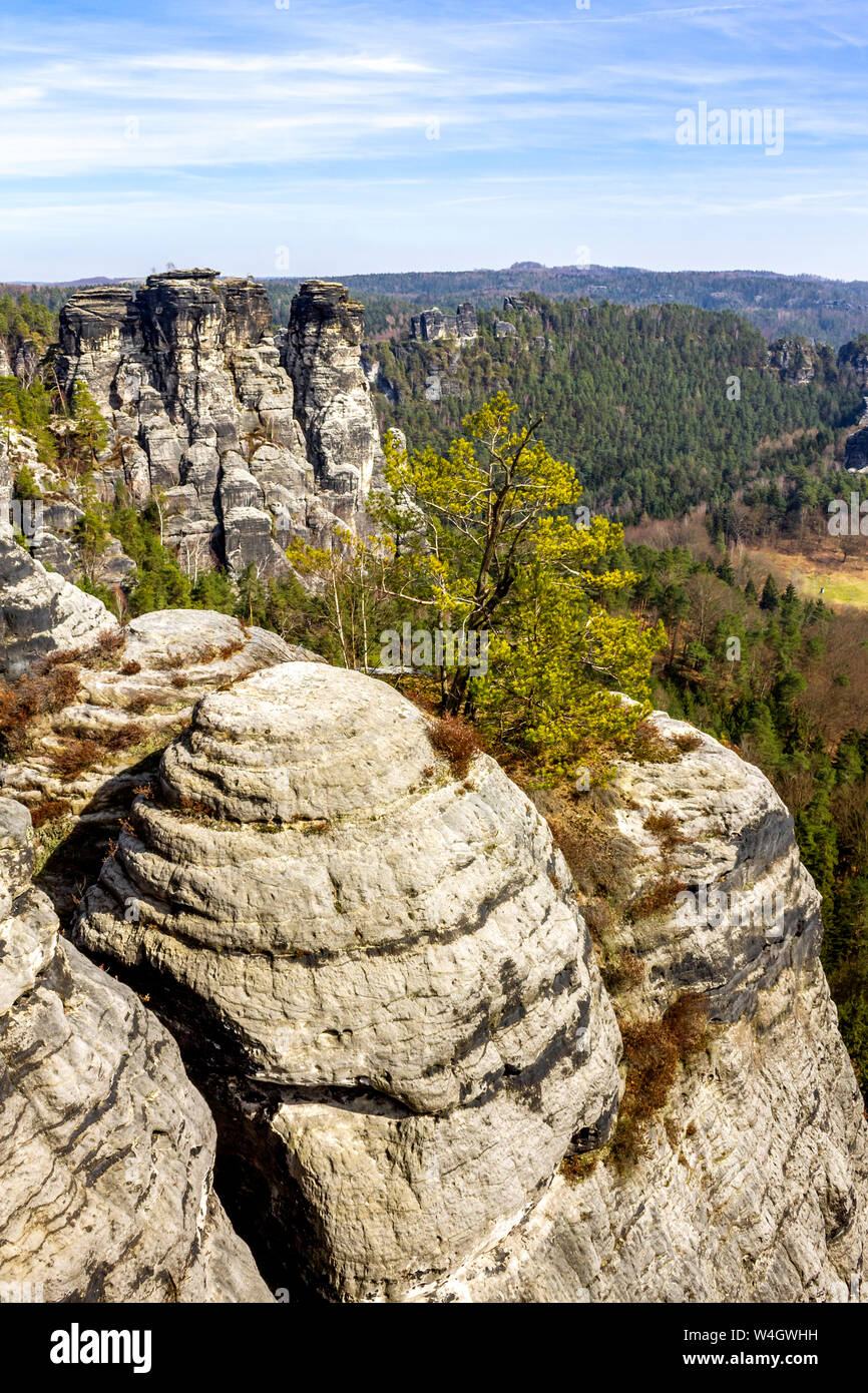 Blick auf Elbsandsteingebirge, Sachsen, Deutschland Stockfoto