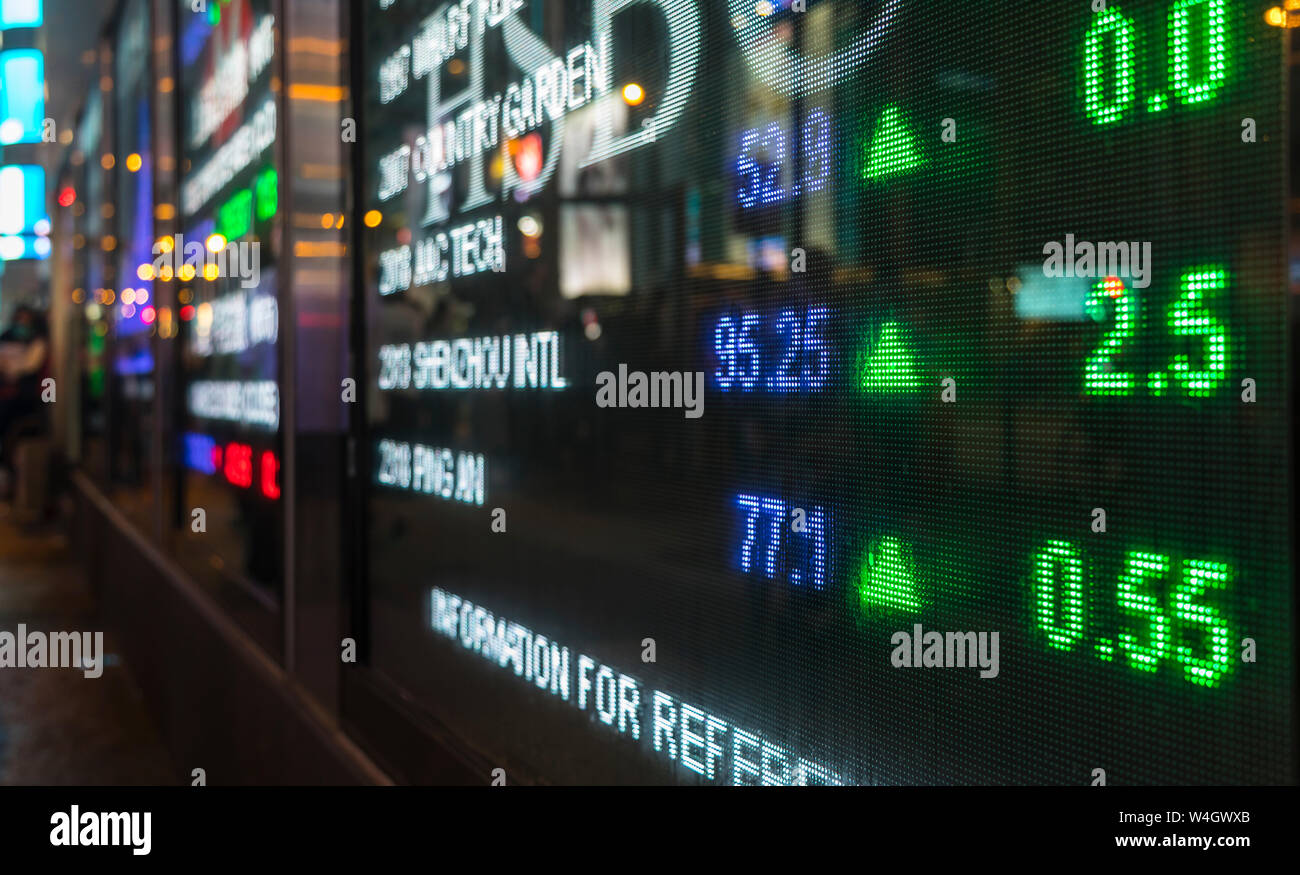 Börse Anzeige, Hongkong, China Stockfoto