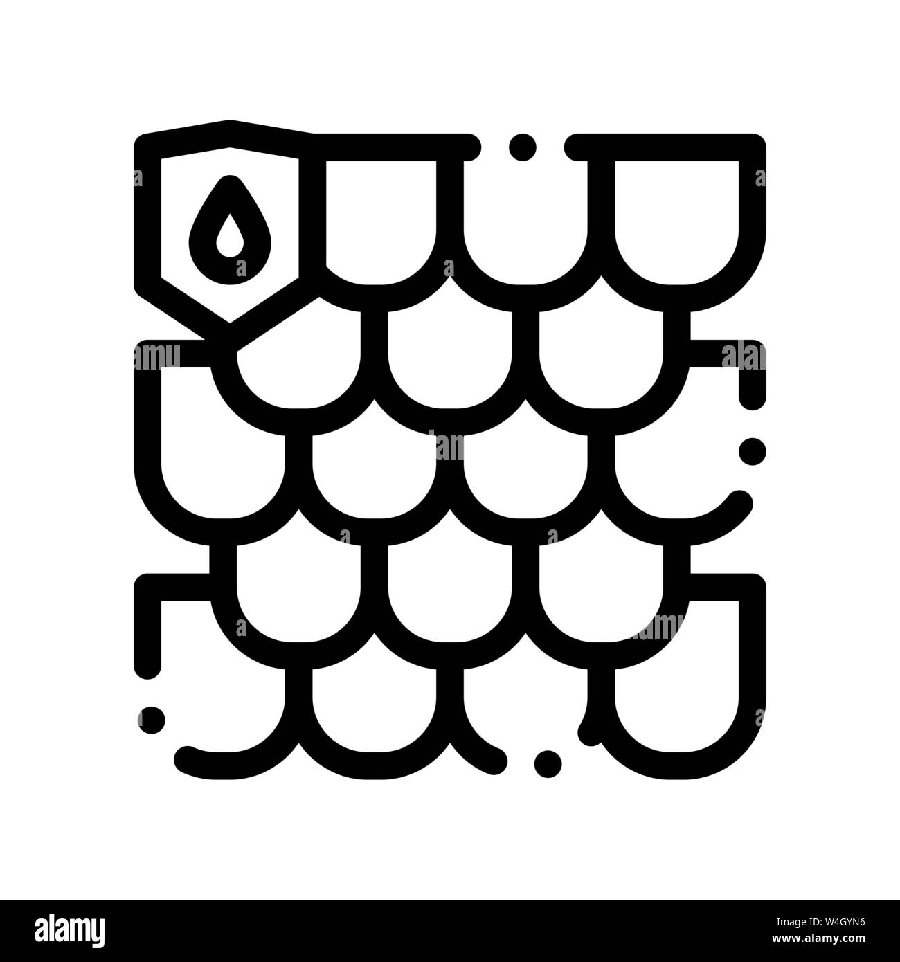 Wasserdichtes Material Dach Vektor dünne Linie Symbol Stock Vektor