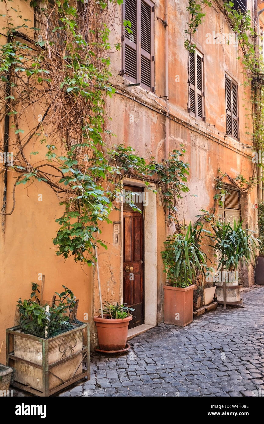 Fassade eines Hauses, Trastevere, Rom, Italien Stockfoto