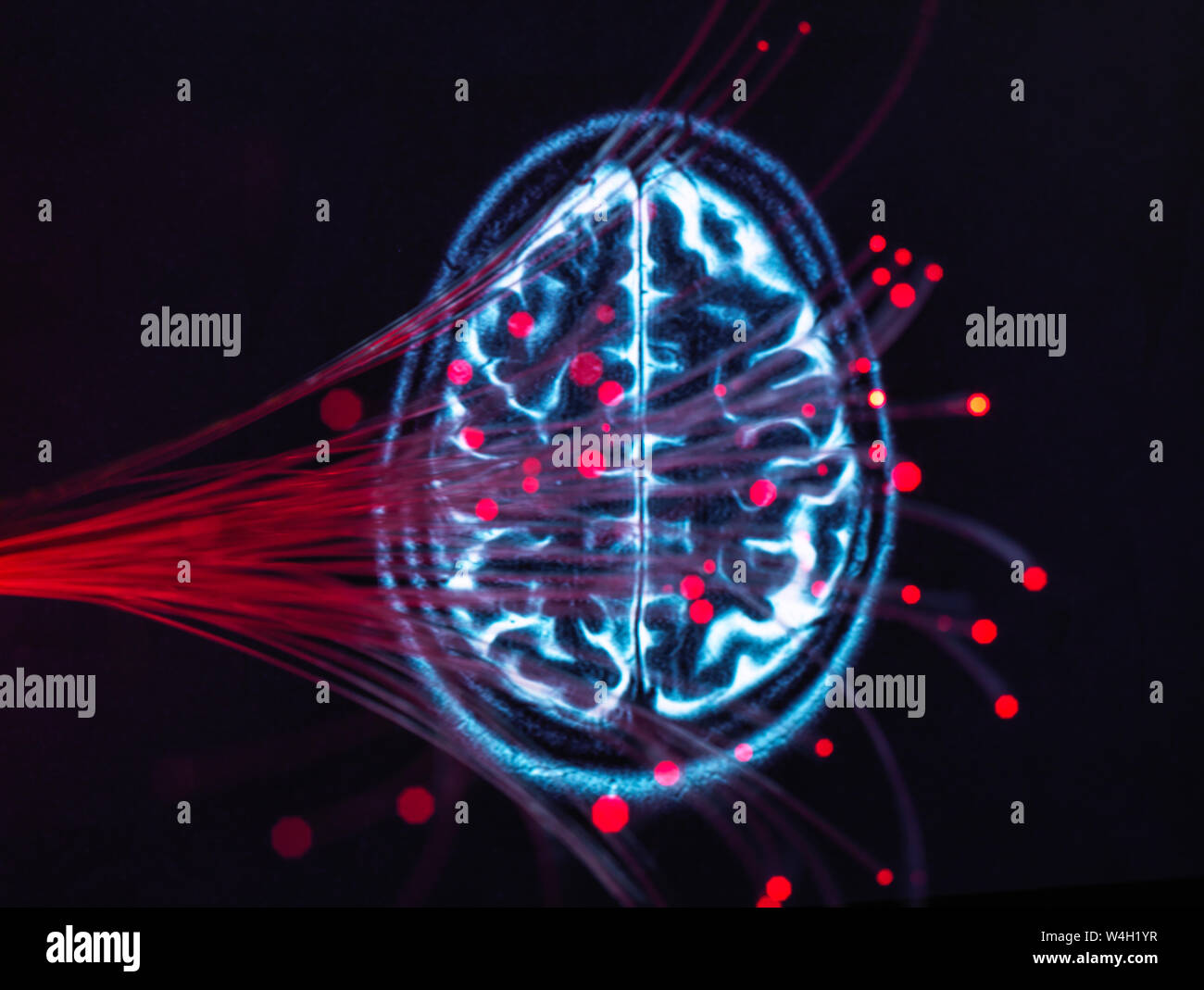 Neurowissenschaften, Fiber Optics, die Daten um das Gehirn Stockfoto