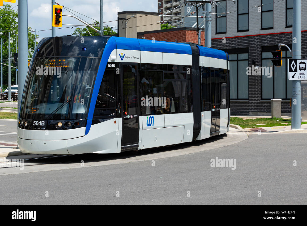 Region Waterloo Light Rail Transit bei King und Francis Street. Kitchener Waterloo Ontario Kanada Stockfoto
