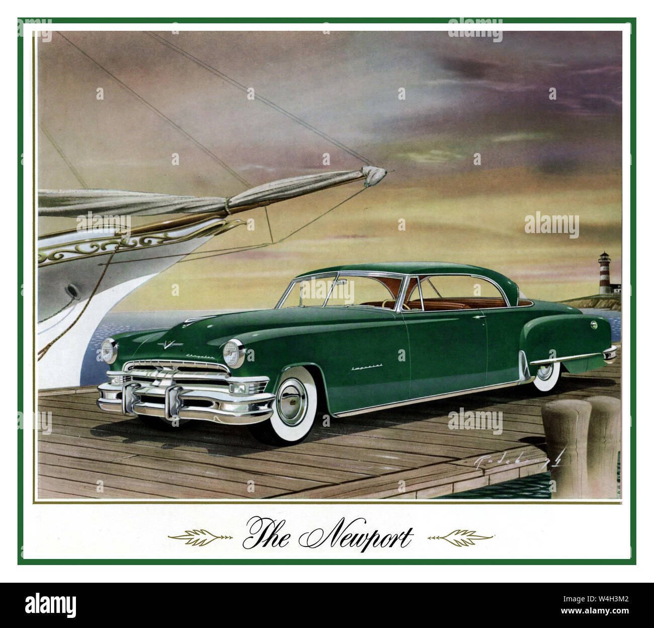 Jahrgang 1951 amerikanische Chrysler Auto Broschüre Bild Abbildung der 'Newport' eine 2 door Hardtop 8 Zyl. 180 ps Luxus Auto Stockfoto