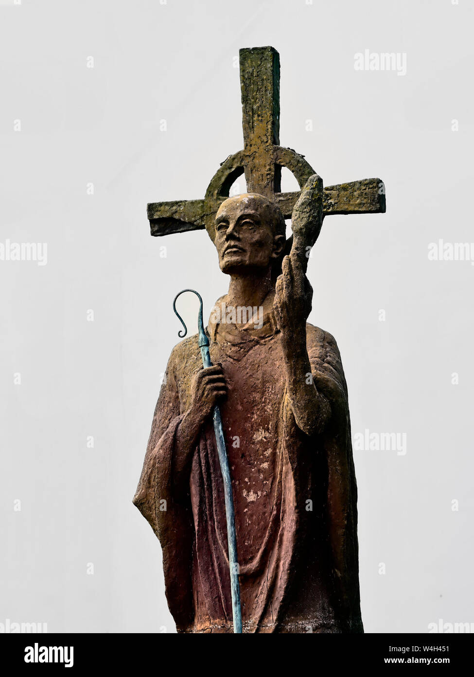 Statue von St. Aidan, Lindisfarne Stockfoto