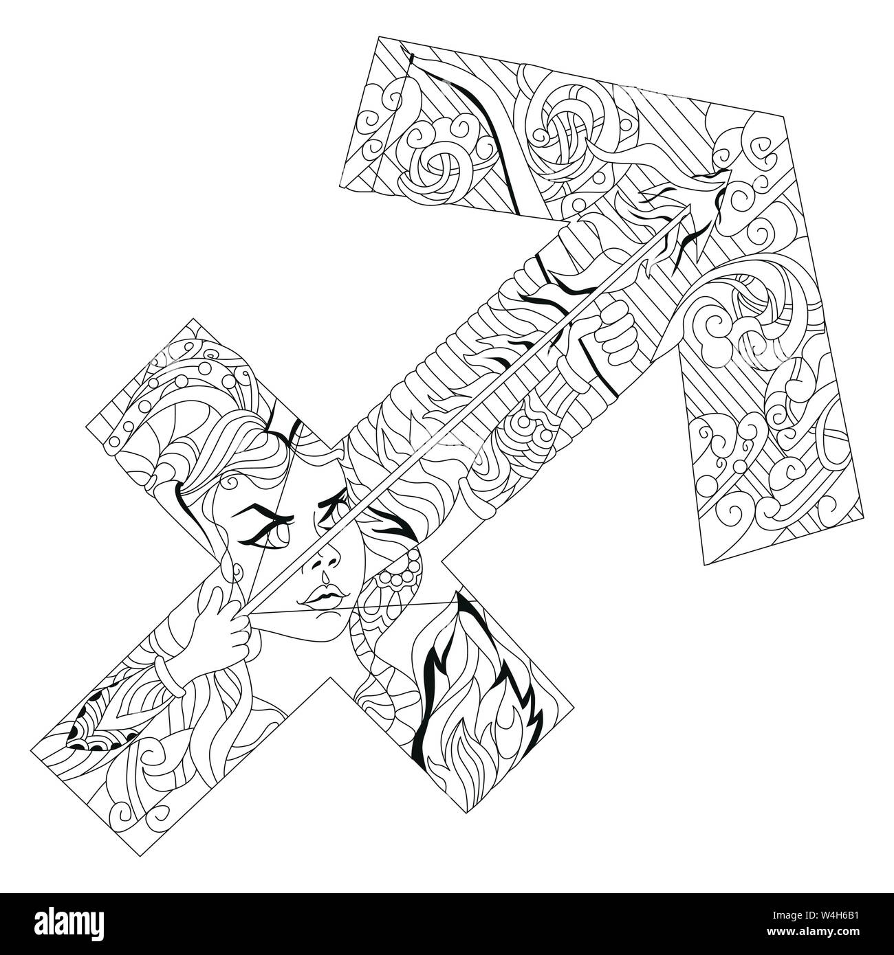 Schütze Sternzeichen, Astrologie Konzept Art Tattoo Design  Stock-Vektorgrafik - Alamy