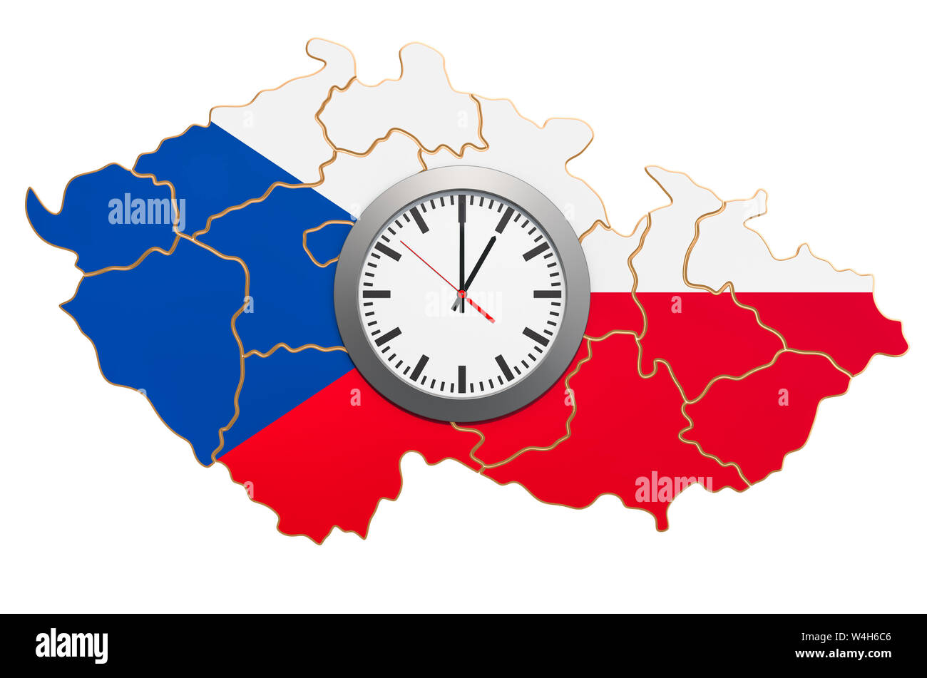 Zeitzonen in der Tschechischen Republik Konzept. 3D-Rendering Stockfoto