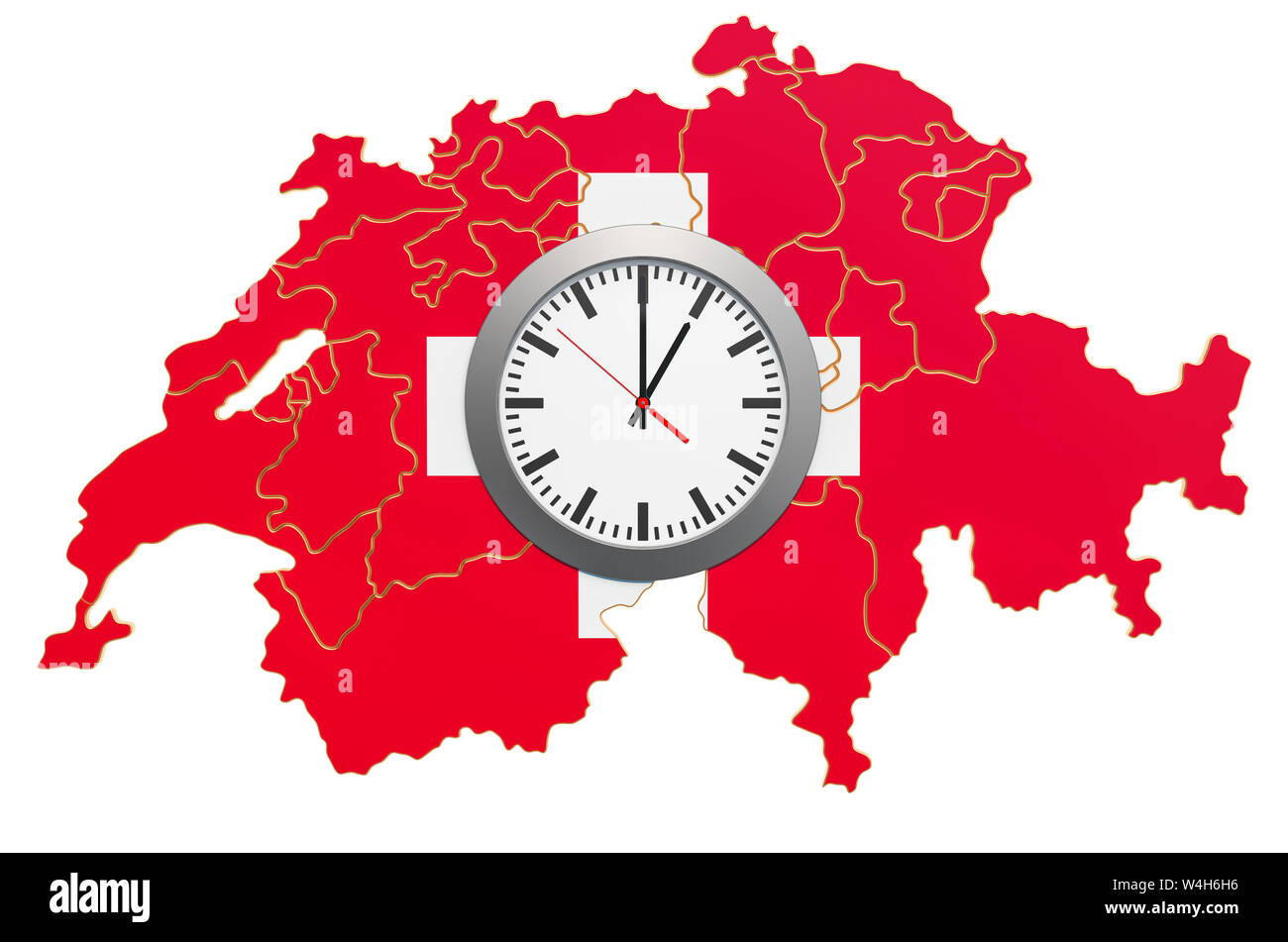 Zeitzonen in der Schweiz Konzept. 3D-Rendering Stockfoto