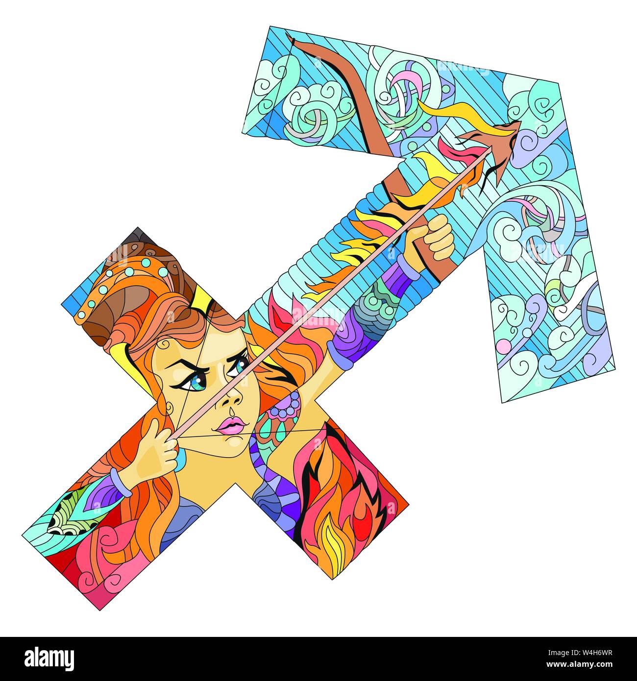 Schutze Sternzeichen Astrologie Konzept Art Tattoo Design Stock Vektorgrafik Alamy