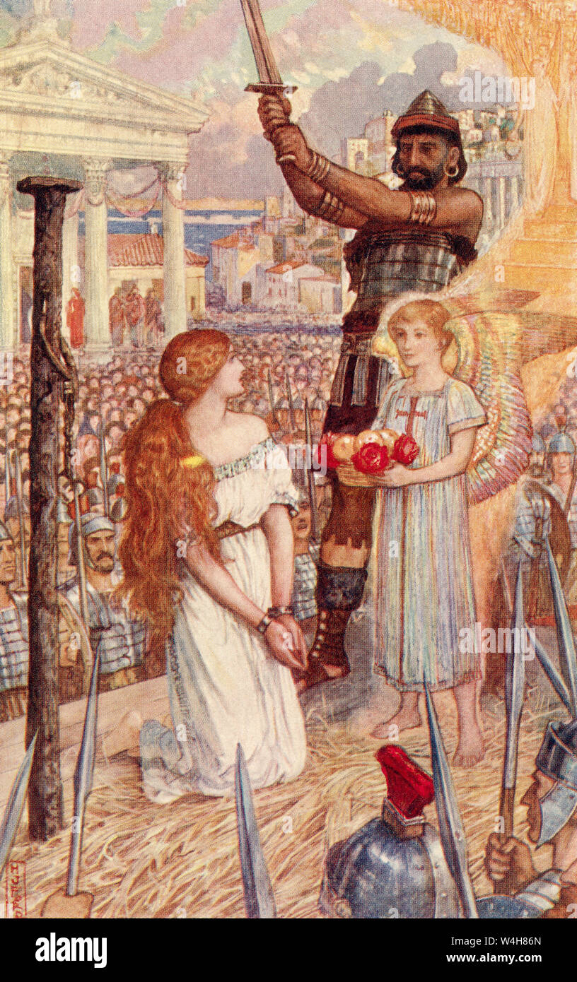 Dorothea an ihrer Ausführung. Aus dem Buch von Heiligen und Helden, veröffentlicht 1912 Stockfoto