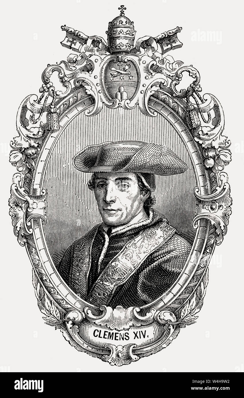 Papst Clemens XIV oder Clemens XIV; 1705-1774; Giovanni Vincenzo Antonio Ganganelli geboren; regierte von 1769 bis 1774 Stockfoto