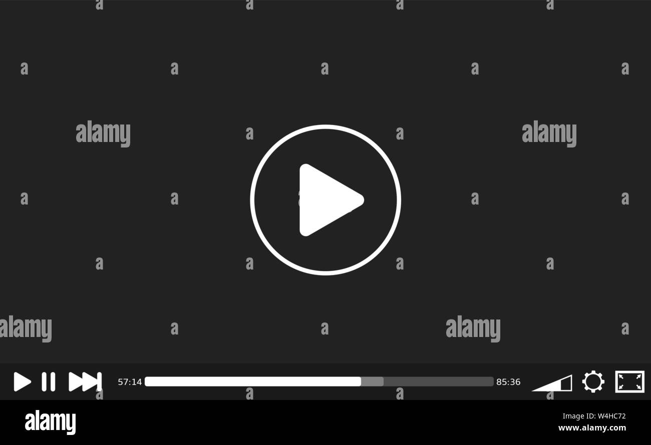 Schwarz Video player Interface für Web und mobile Anwendungen Stock Vektor