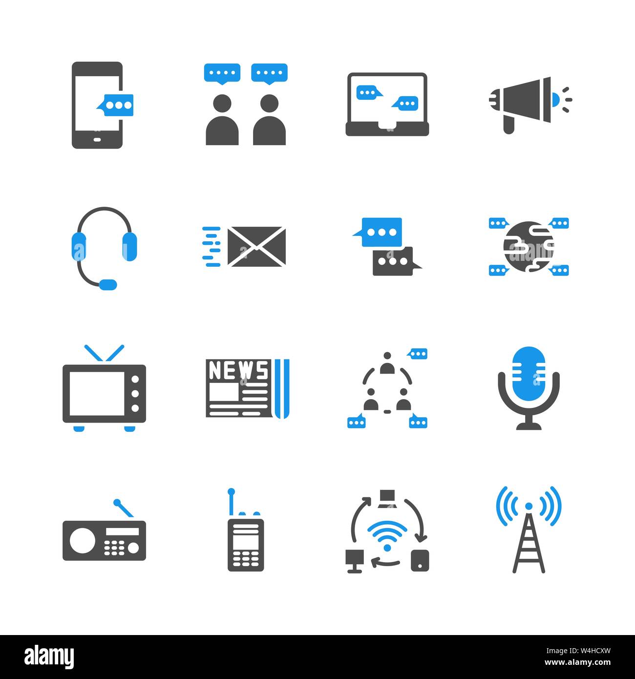 Kommunikation Gerät in Glyph Icon Set. Vector Illustration Stock Vektor