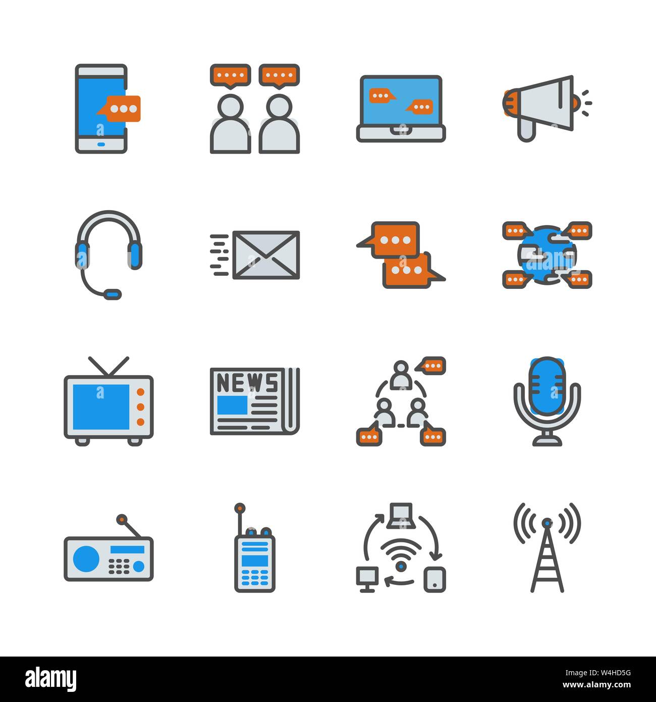 Kommunikation Gerät in colorline Icon Set. Vector Illustration Stock Vektor