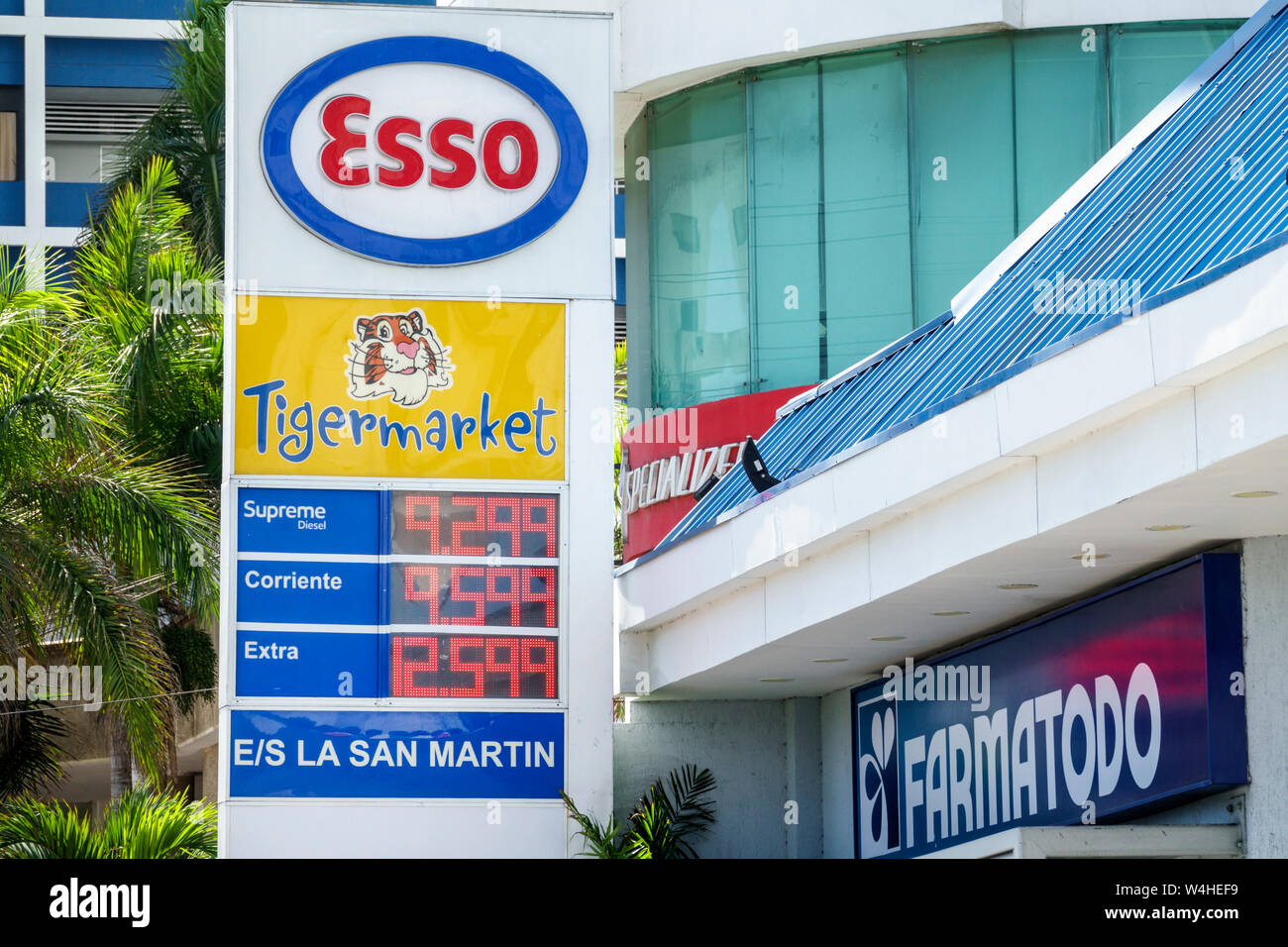 Kolumbien Cartagena Bocagrande Esso Tigermarket Gas Tankstelle Farmatodo 24-Stunden-Geschäft Preis Sightseeing Besucher reisen traveli Stockfoto