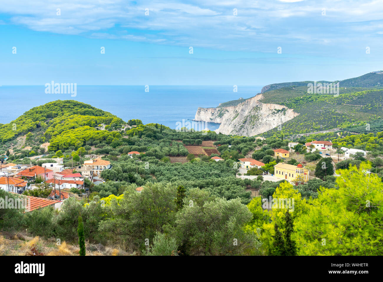 Griechenland, Zakynthos, paradiesischen Landschaft und kleinen Dorf am Urlaubsziel Insel Stockfoto