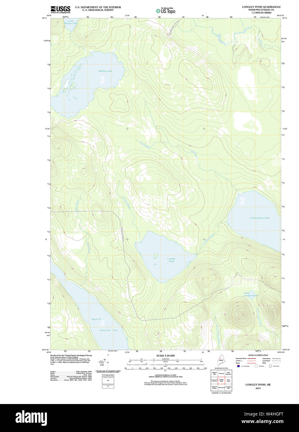 Maine USGS Historische Karte Longley Teich 20110906 TM Wiederherstellung Stockfoto