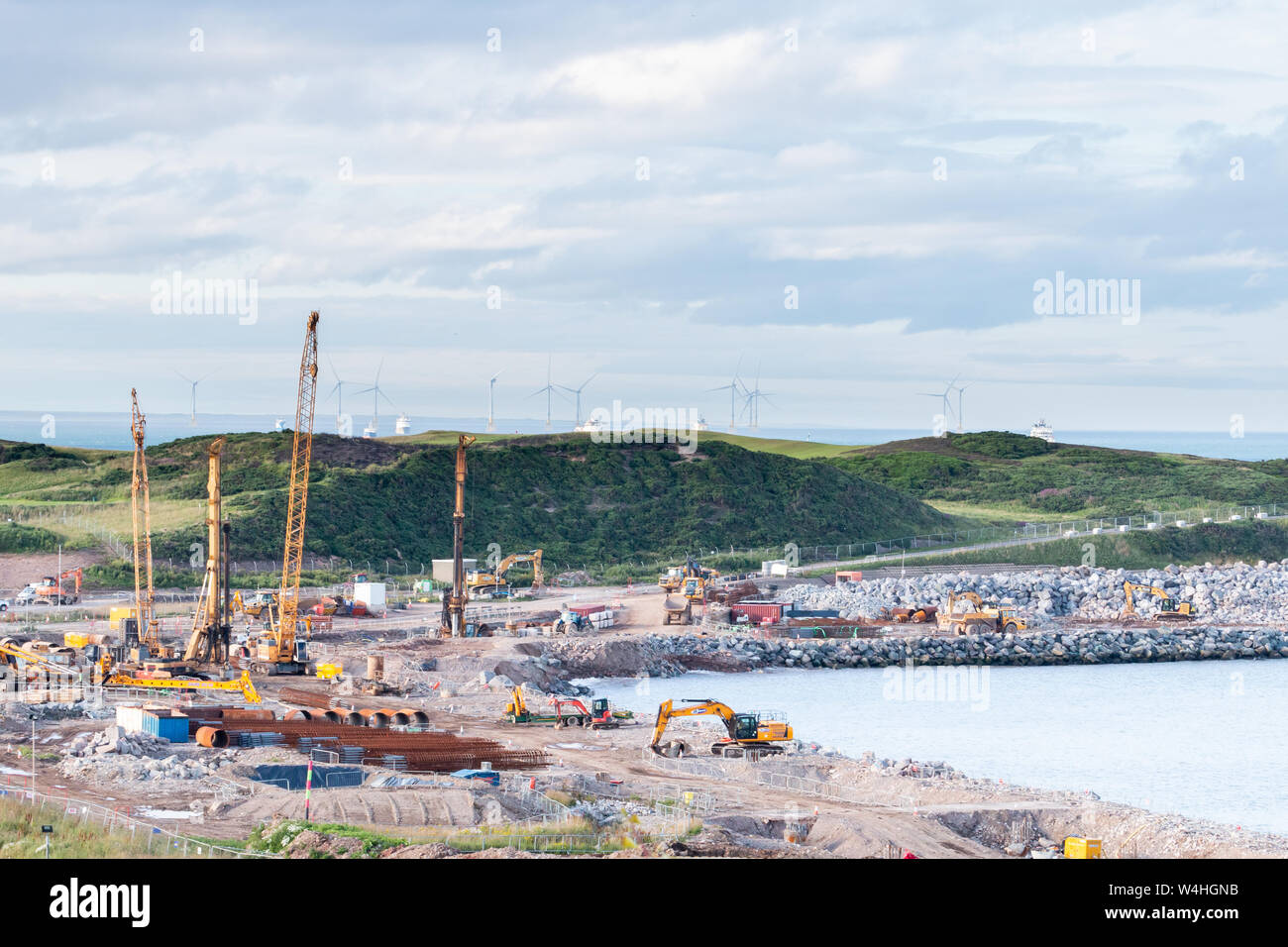 Hafen Aberdeen expansion Project (AHEP) Bauarbeiten am 22. Juli 2019 Stockfoto