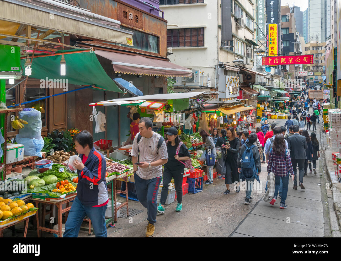 Ständen auf dem Markt auf Gage Street, Central District, Hong Kong Island, Hong Kong, China Stockfoto