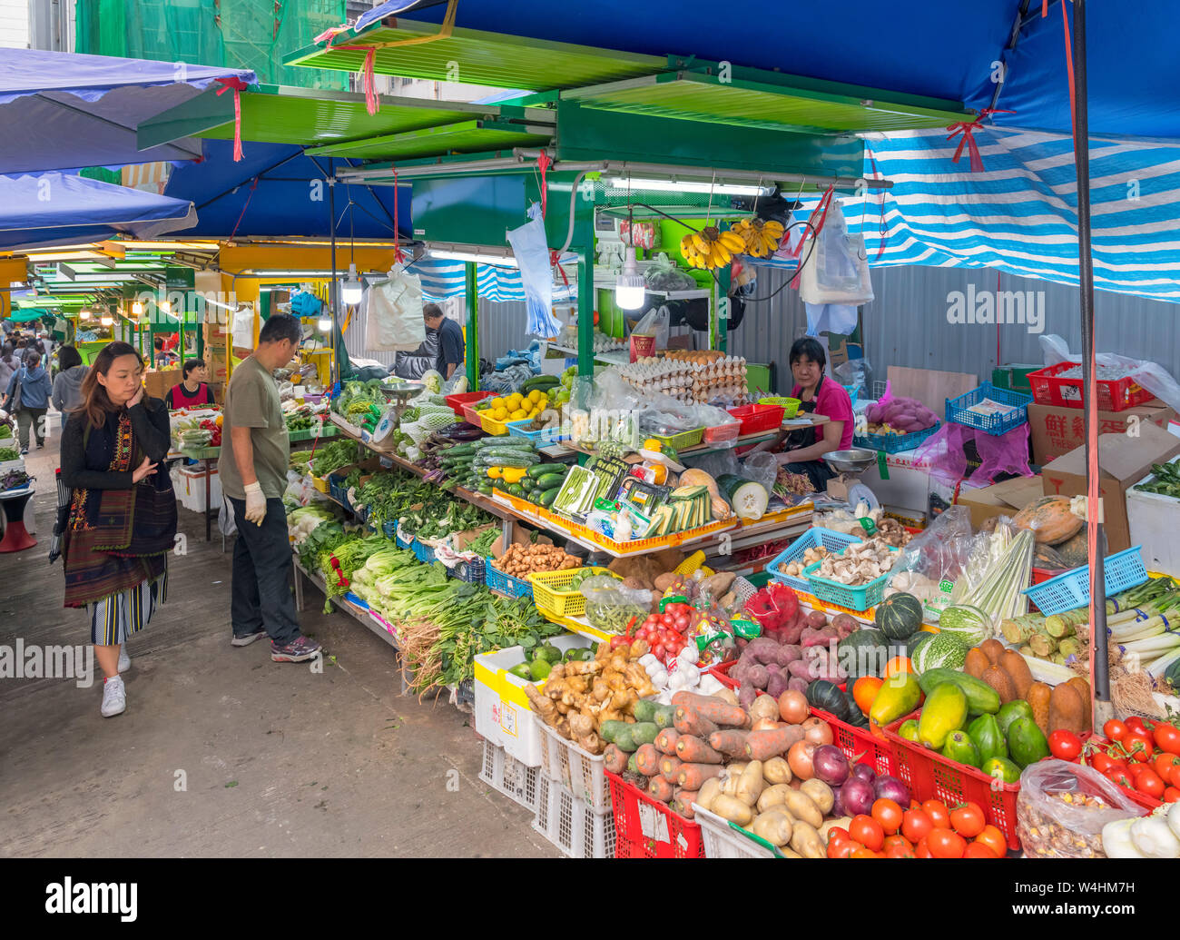 Markt auf Graham Street in Central District, Hong Kong Island, Hong Kong, China Stockfoto
