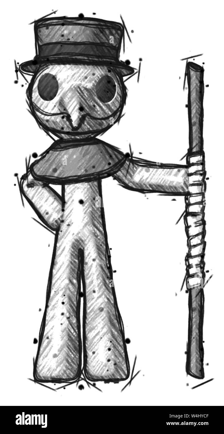 Skizze Arzt Mann mit Personal oder Bo Personal Pest. Stockfoto