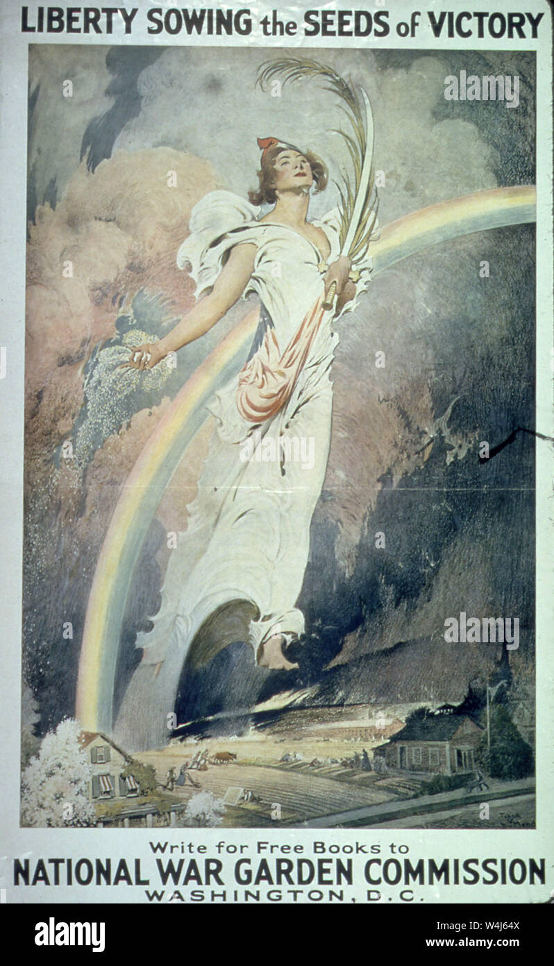 Kriegszeit Poster, Freiheit den Grundstein für den Sieg. Schreiben Sie für kostenlose Bücher zu den nationalen Krieg Garten Kommission, 1918 Stockfoto