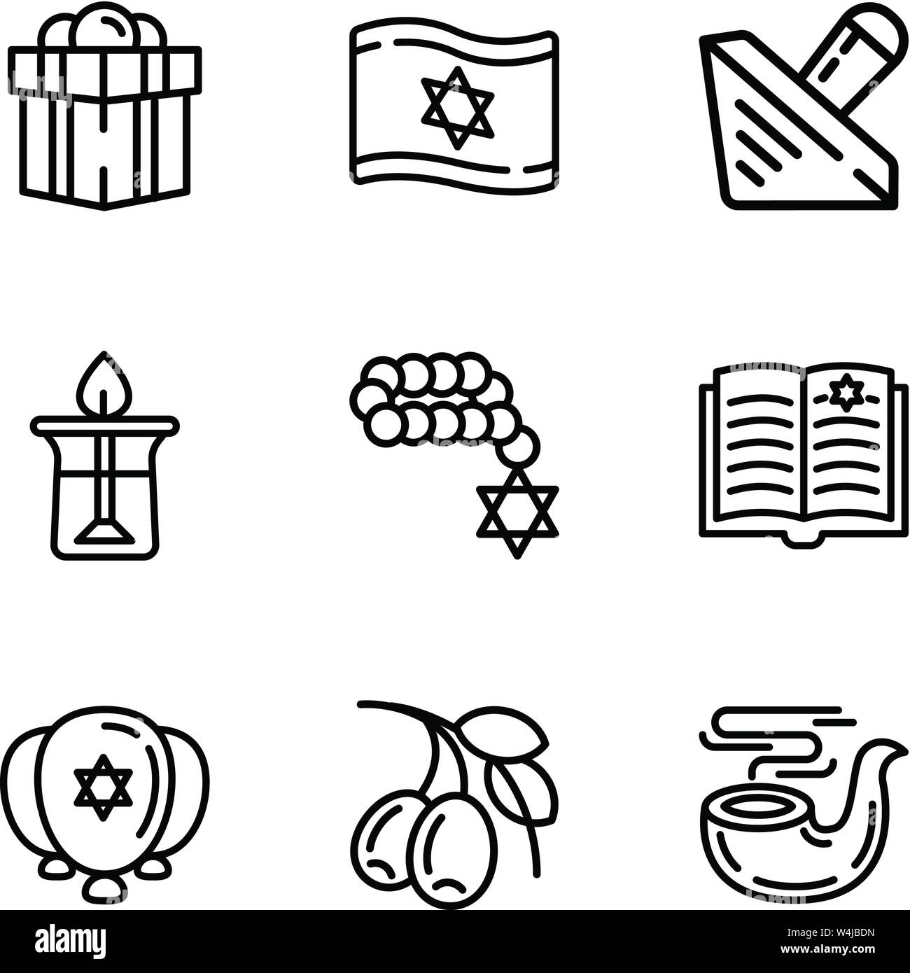 Israel Icon Set. Umrisse Set von 9 Israel Vector Icons für Web Design auf weißem Hintergrund Stock Vektor