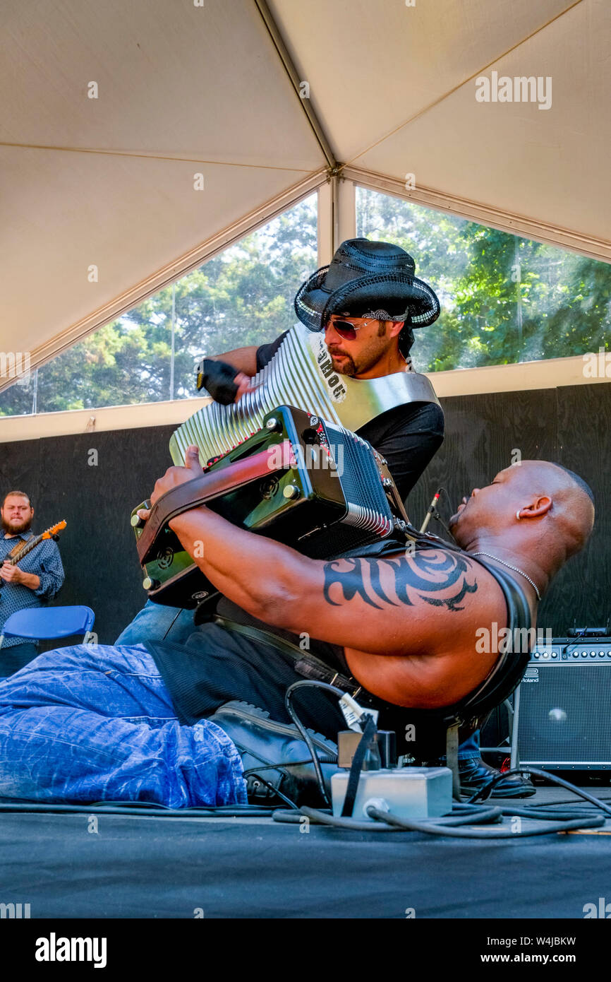 Dwayne Dopsie & Zydeco Hellraisers, Vancouver Folk Music Festival, Vancouver, British Columbia, Kanada Stockfoto