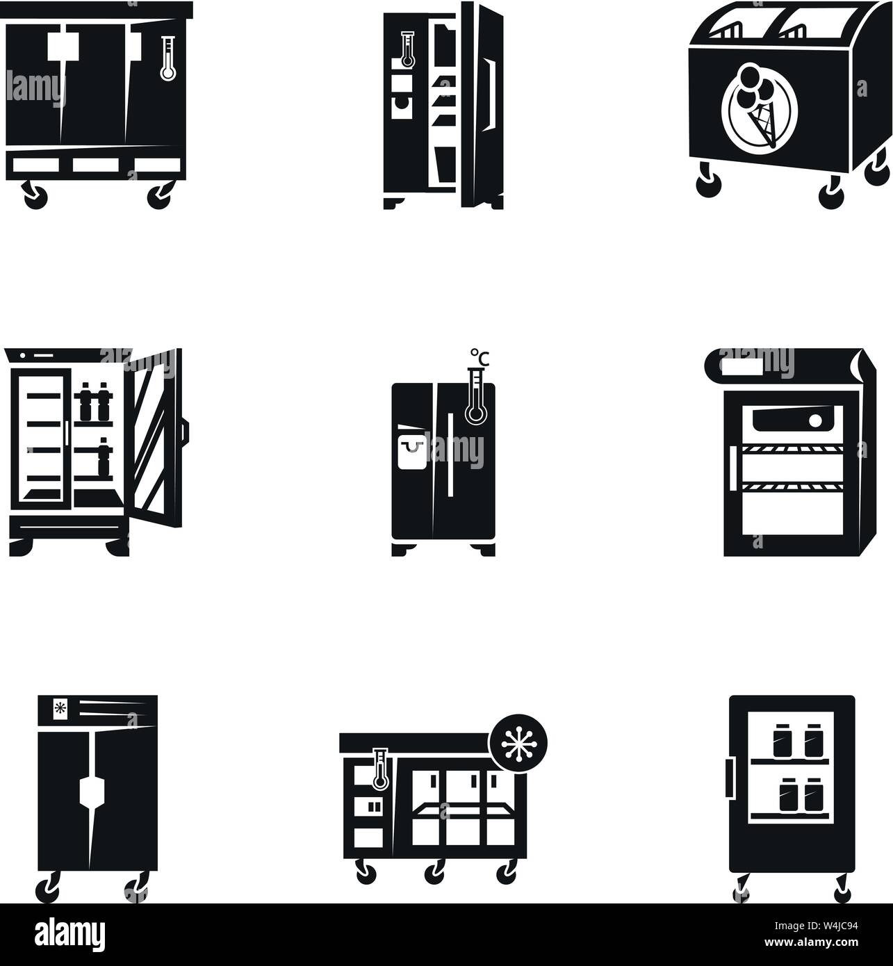 Kühlschrank Icon Set. Einfacher Satz von 9 Kühlschrank Vector Icons für Web  Design auf weißem Hintergrund Stock-Vektorgrafik - Alamy
