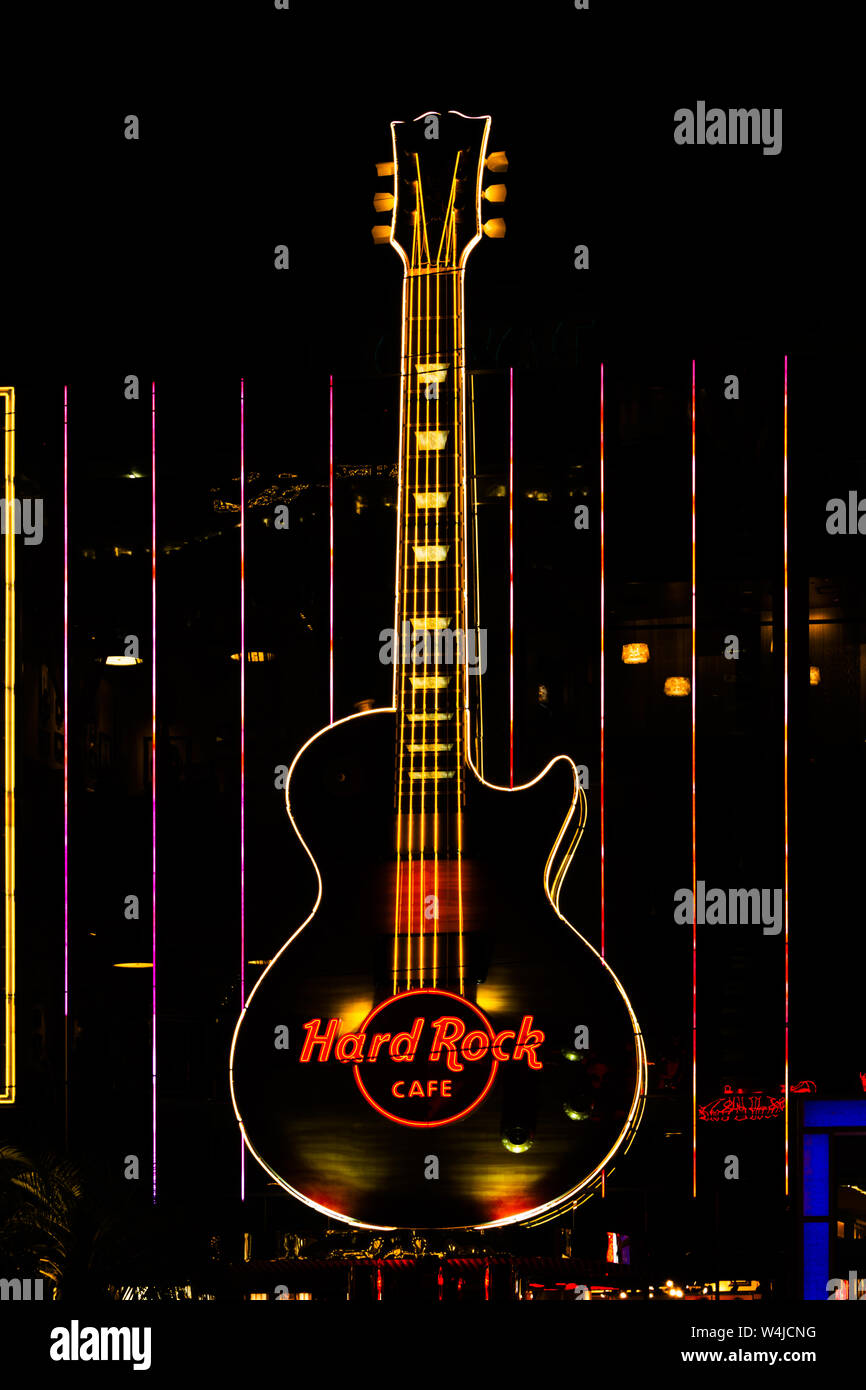 Las Vegas Hard Rock Cafe Nacht Stockfoto