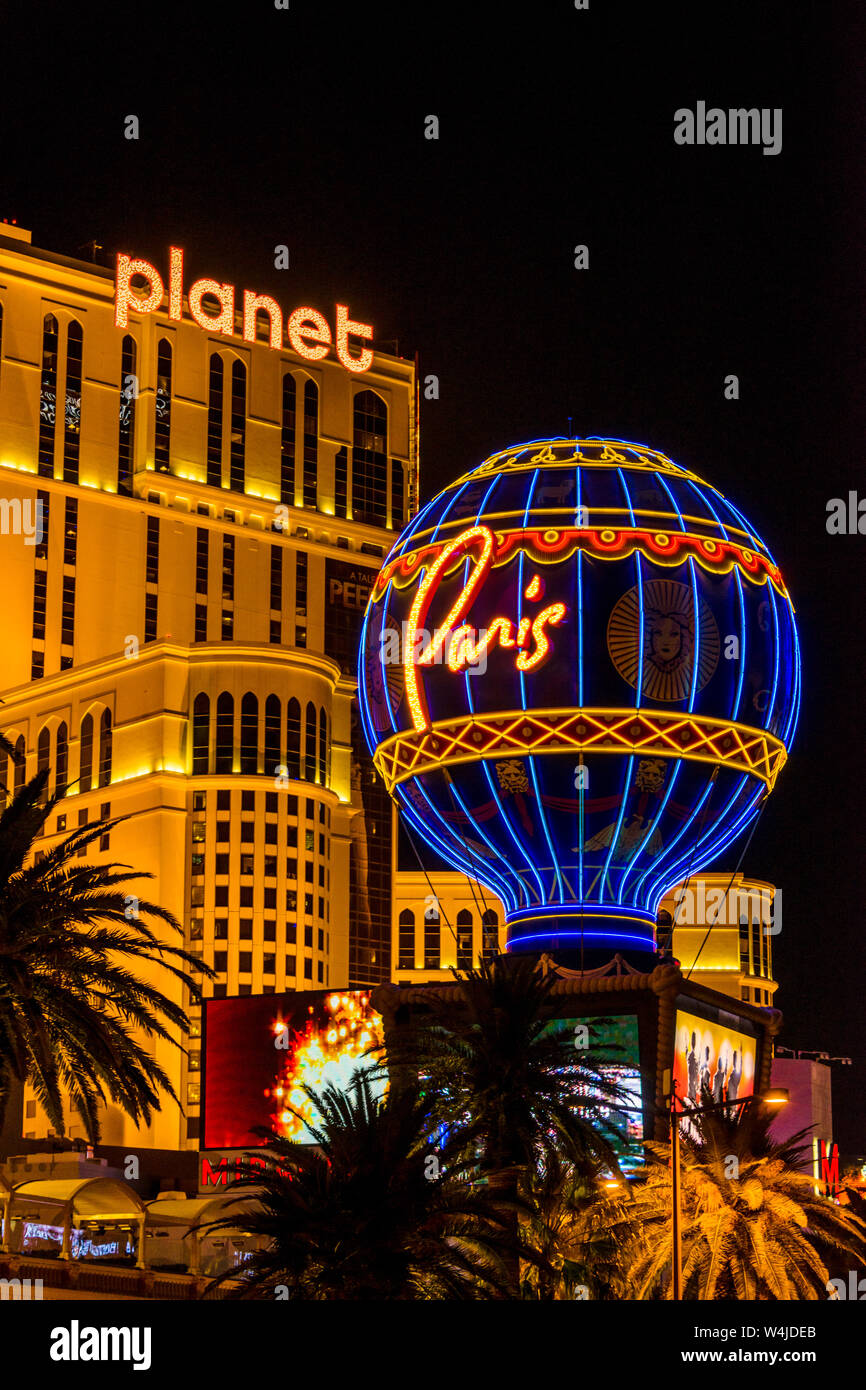 Las Vegas Nacht Paris Stockfoto