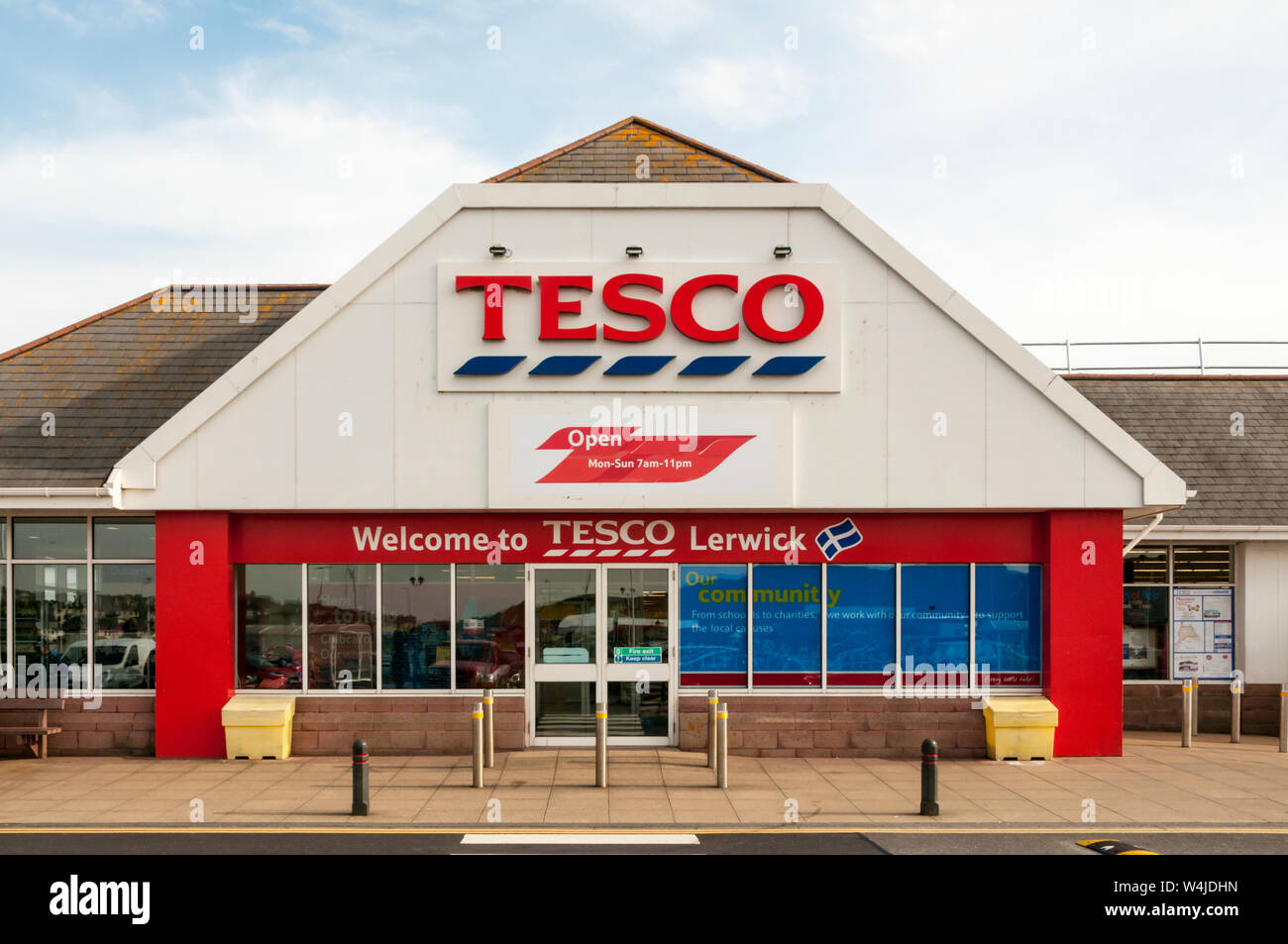 Die Niederlassung in Lerwick, Shetland, ist die nördlichste Supermarkt Tesco in Großbritannien. Stockfoto