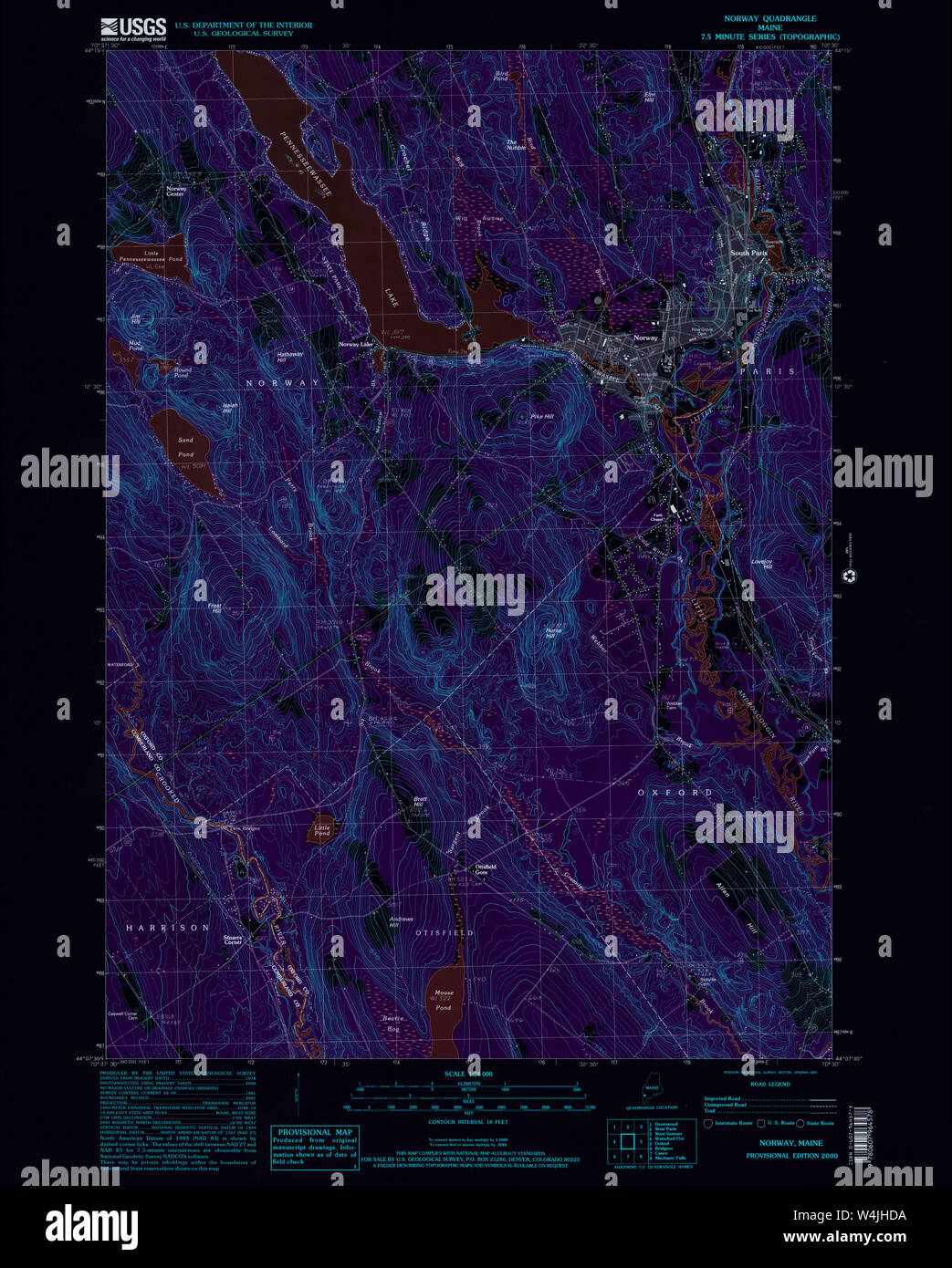 Maine USGS Historische Karte Norwegen 102838 2000 24000 Inversion Wiederherstellung Stockfoto