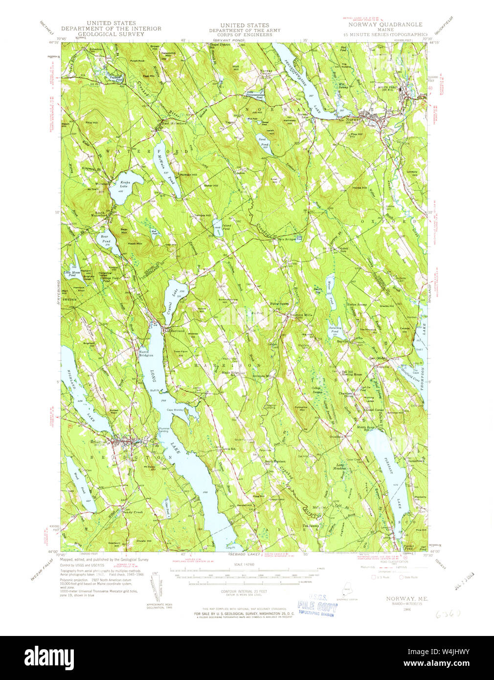 Maine USGS Historische Karte Norwegen 460691 1946 62.500 Wiederherstellung Stockfoto