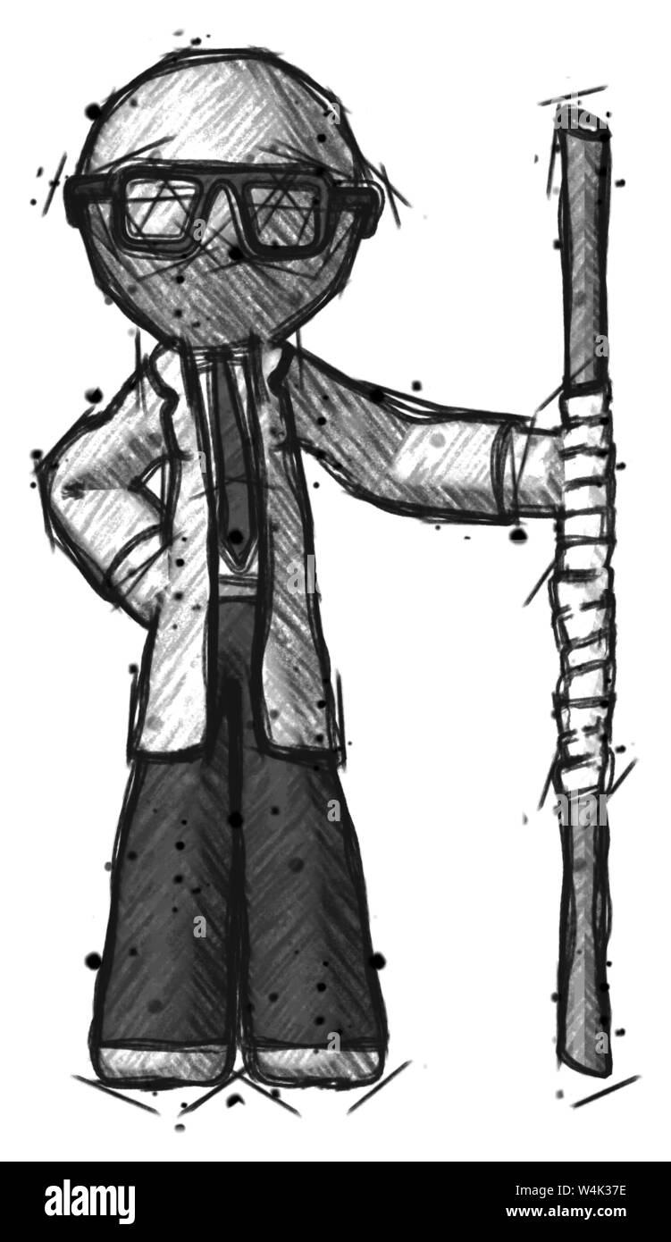 Skizze Arzt Wissenschaftler Mann mit Personal oder Bo Personal. Stockfoto