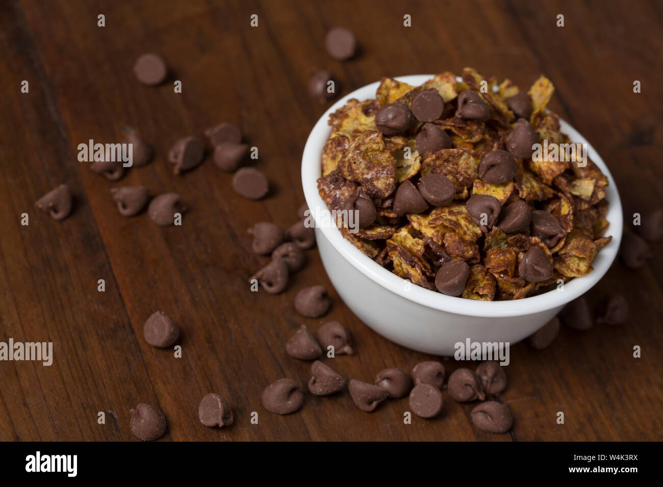 Mit Schokoladegeschmack Flocken aus Mais Getreide Stockfoto