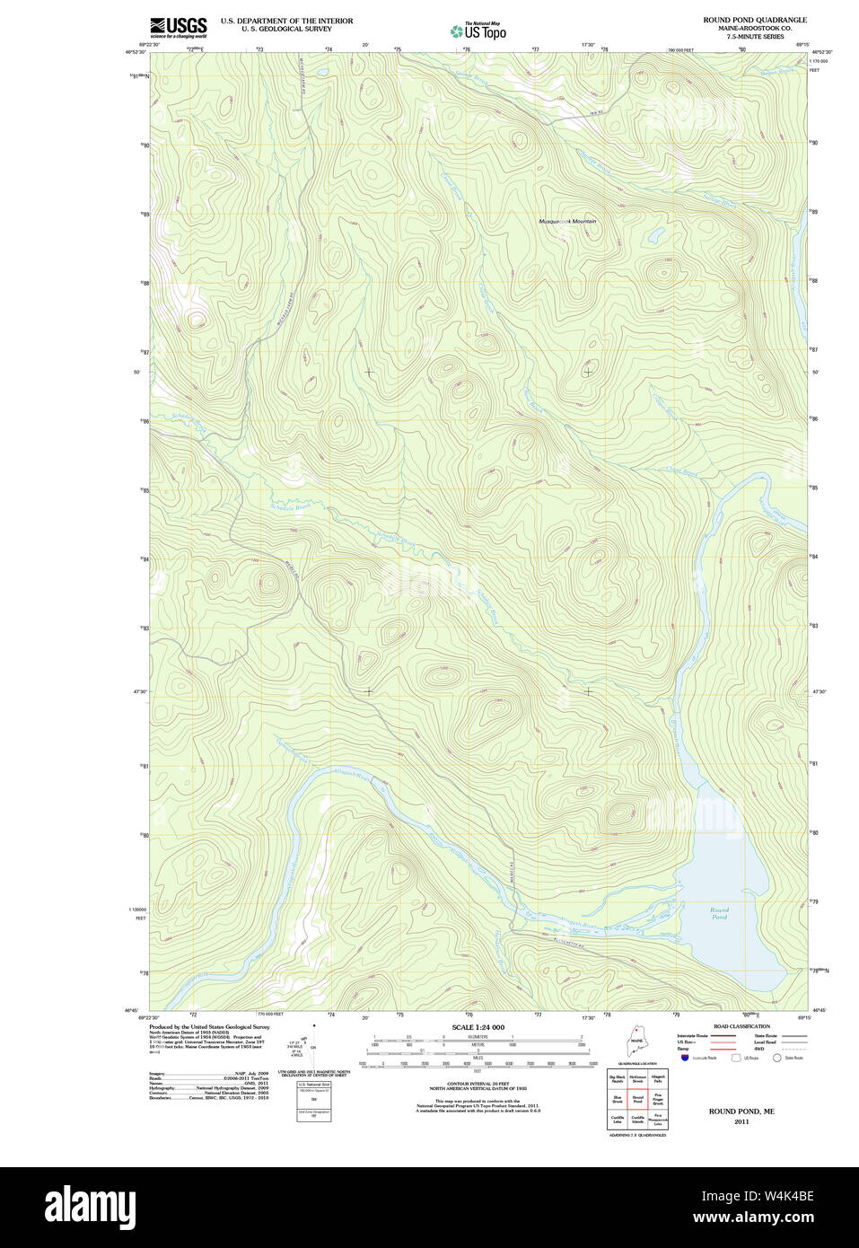 Maine USGS Historische Karte runden Teich 20110910 TM Wiederherstellung Stockfoto