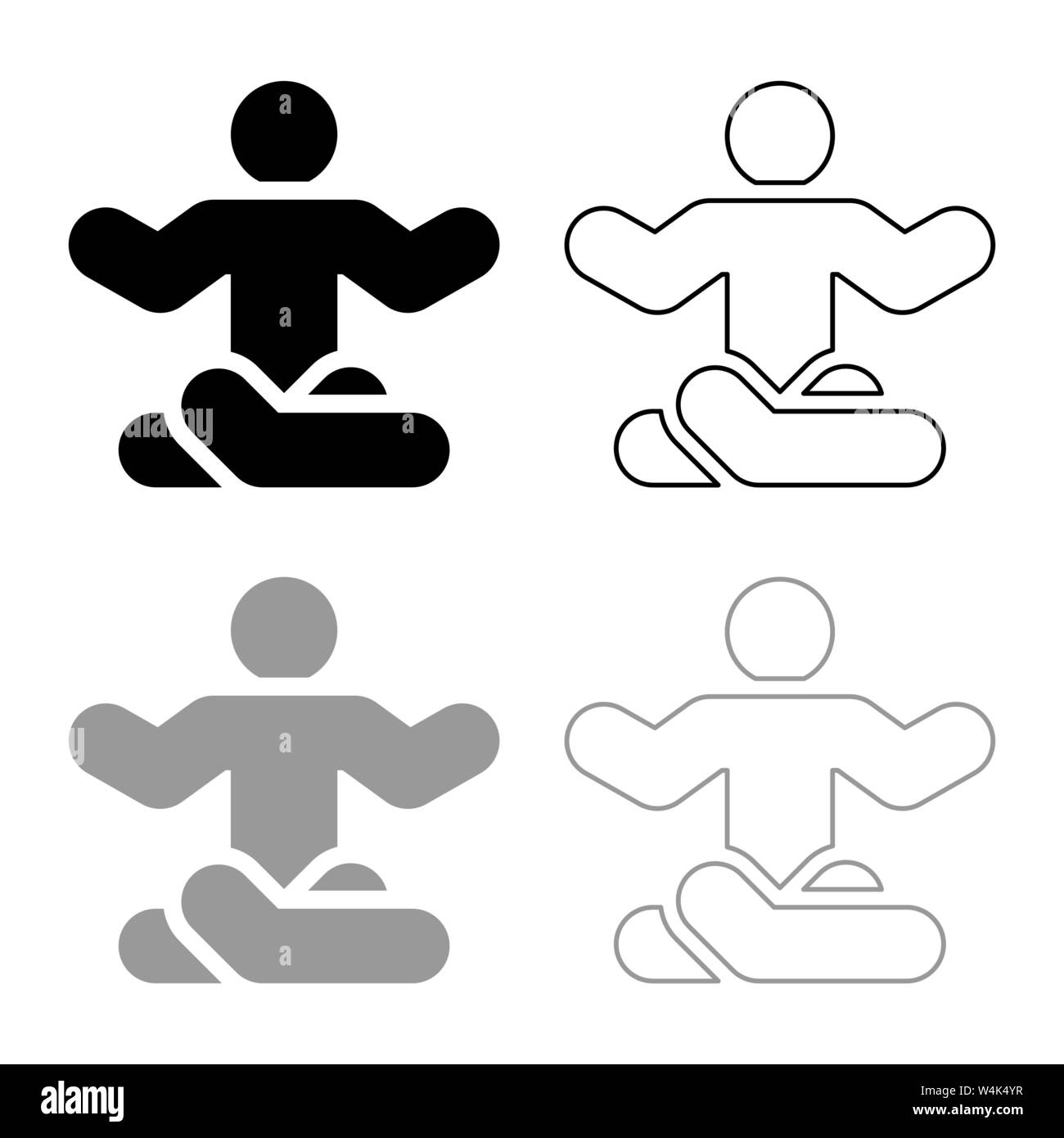 Mann in Yoga pose Symbol outline Schwarz Grau Farbe Vektor-illustration Flat Style einfach Bild einstellen Stock Vektor